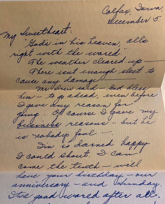 The Letters- December 6, 1926 from Bob to Jean and December 7 from Jean to Bob