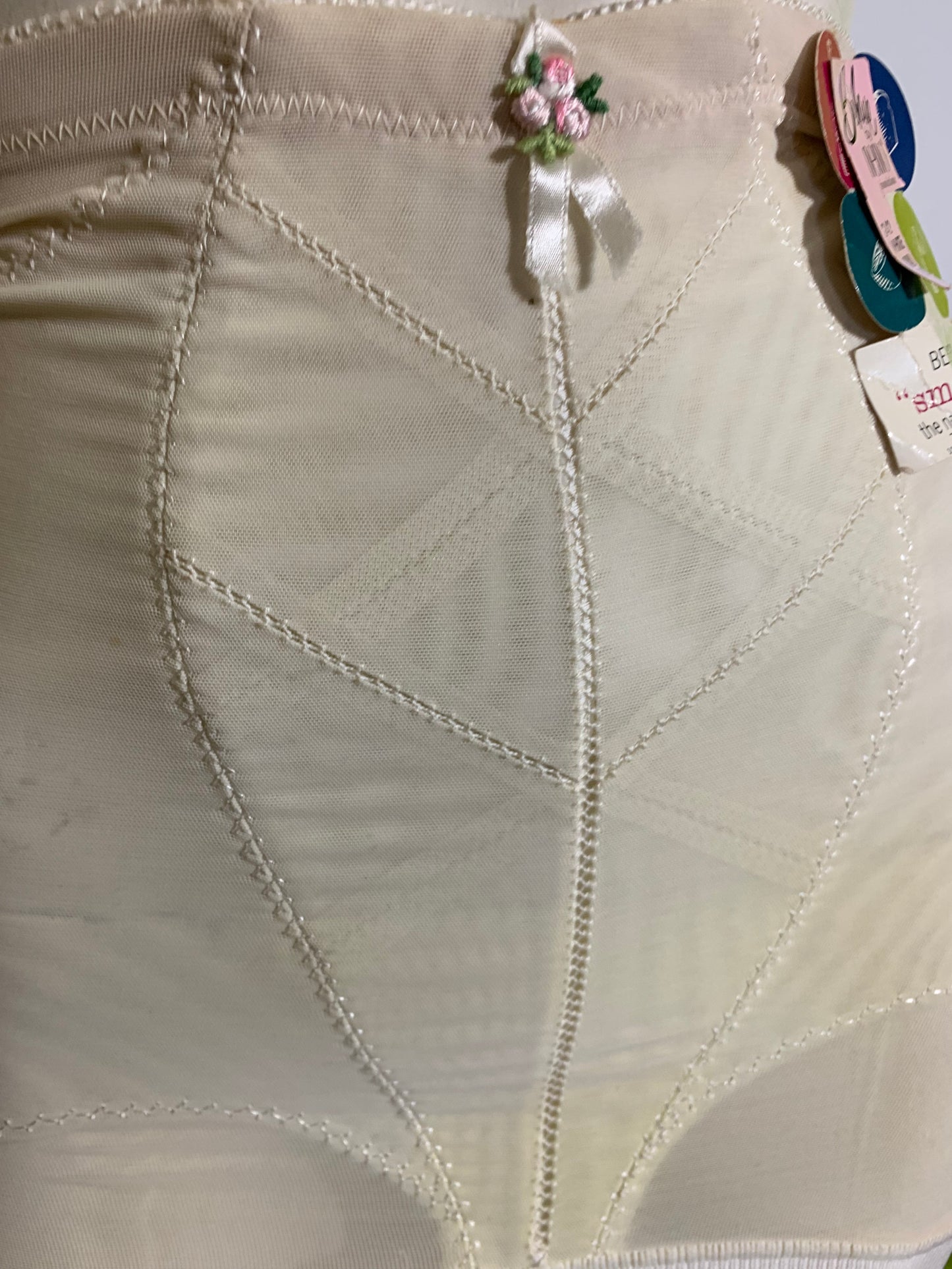 Body Shaping White Girdle with Lace and Garters circa 1960s NOS