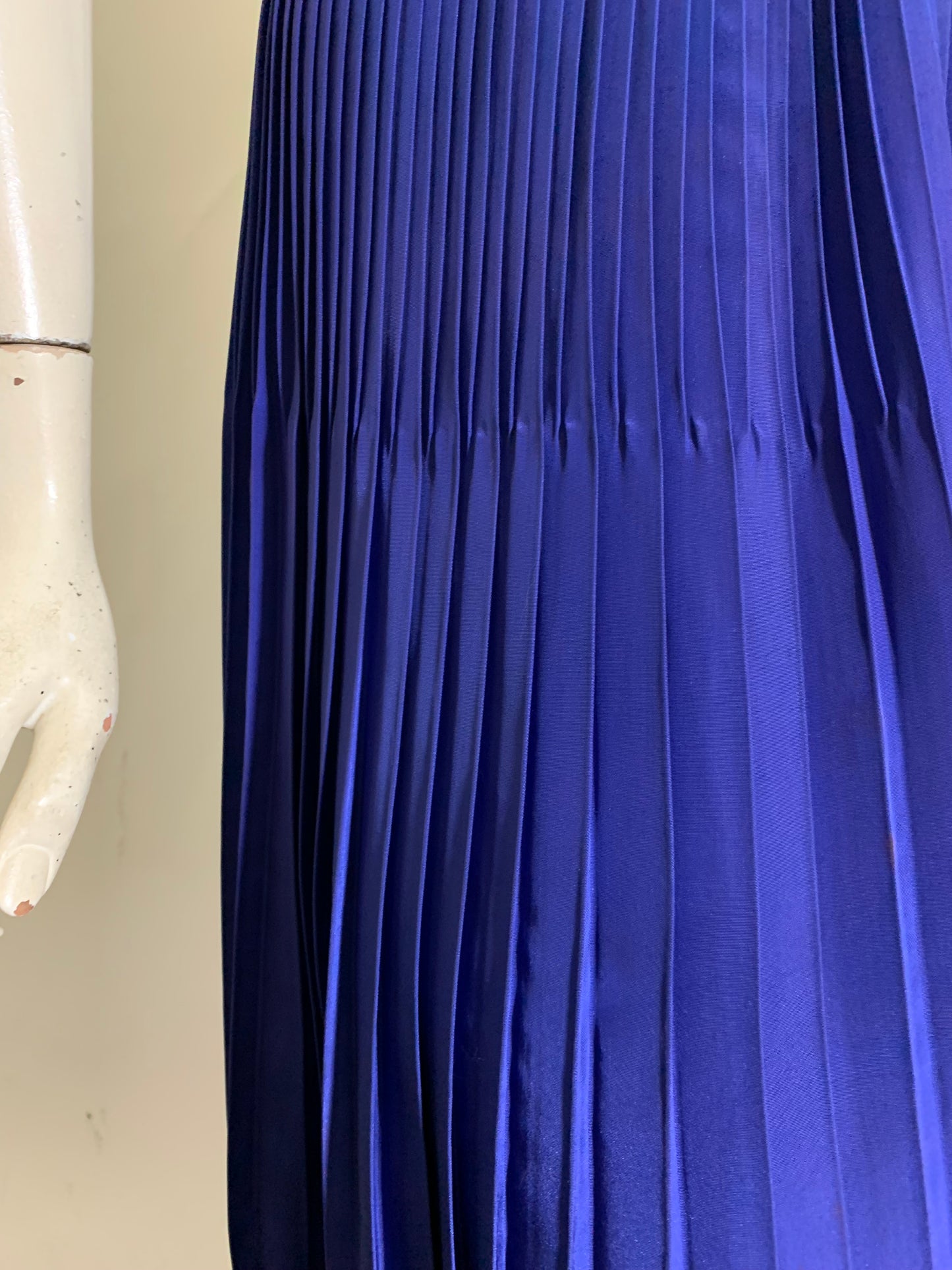 Vivid Blue Finely Pleated Rayon Skirt circa 1940s