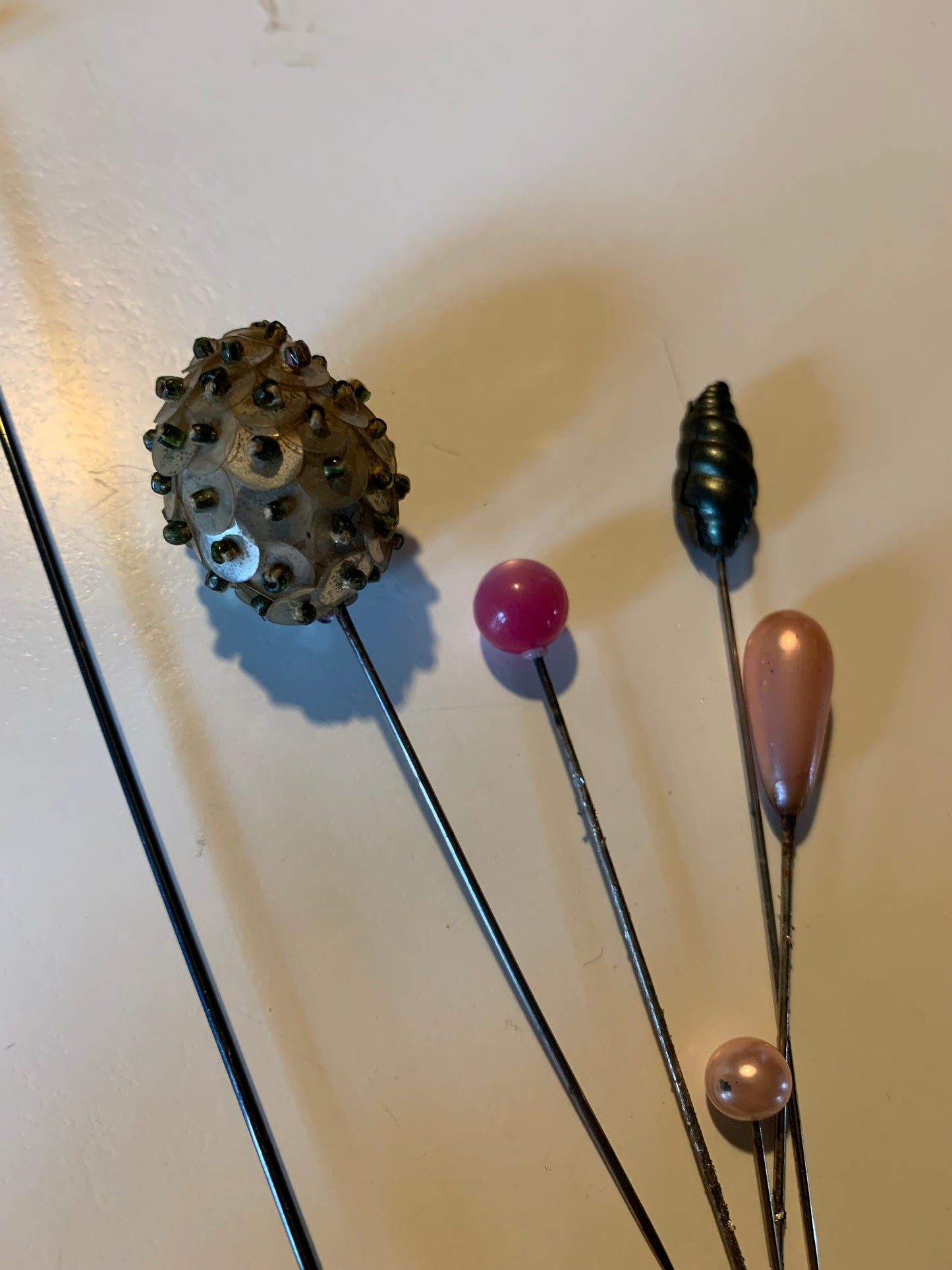 Hat Pin Lot 2 Steel Antique + Sequins and More circa 1910s-40s