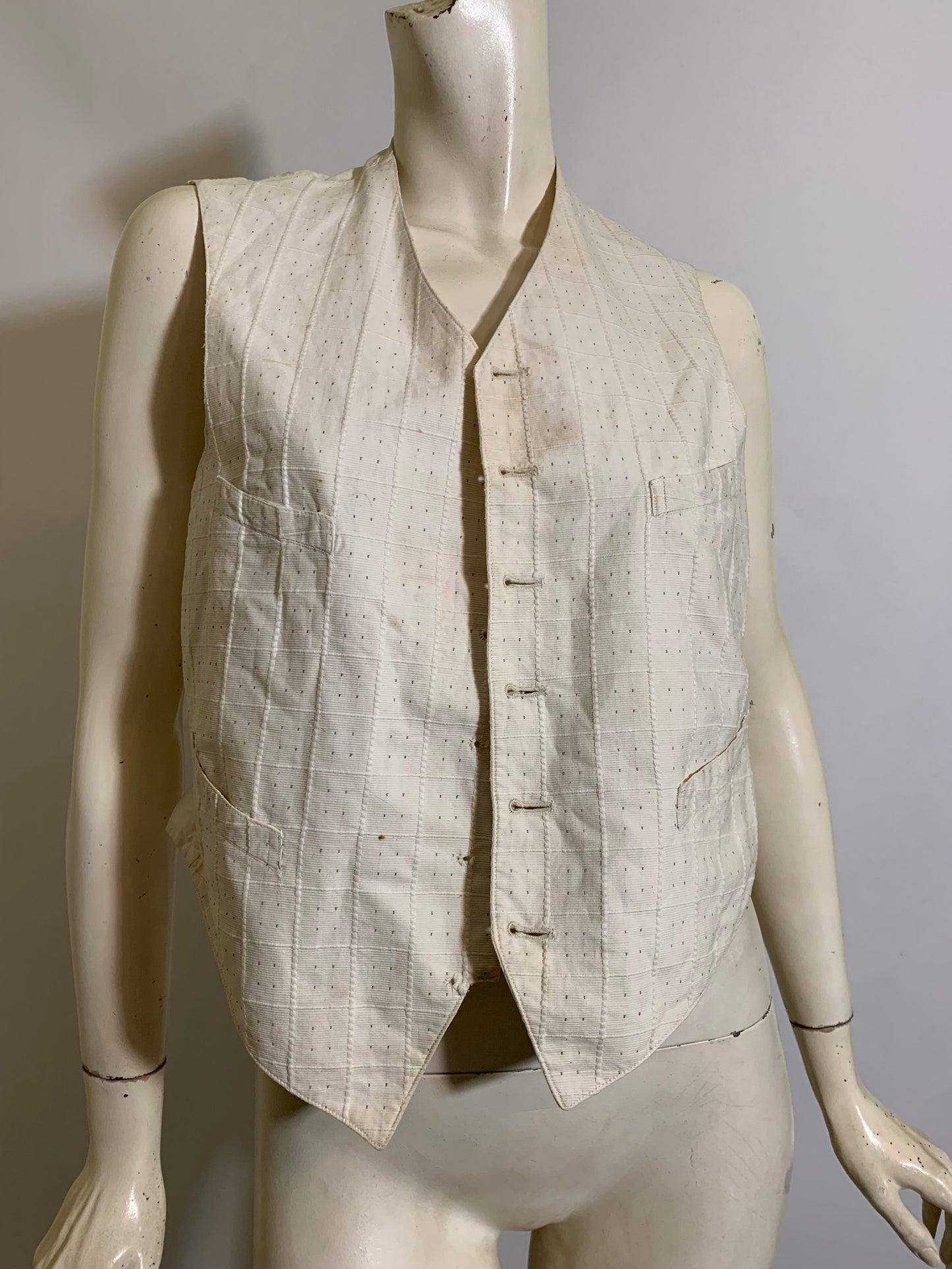 White Cotton Waist Coat Vest circa 1900s