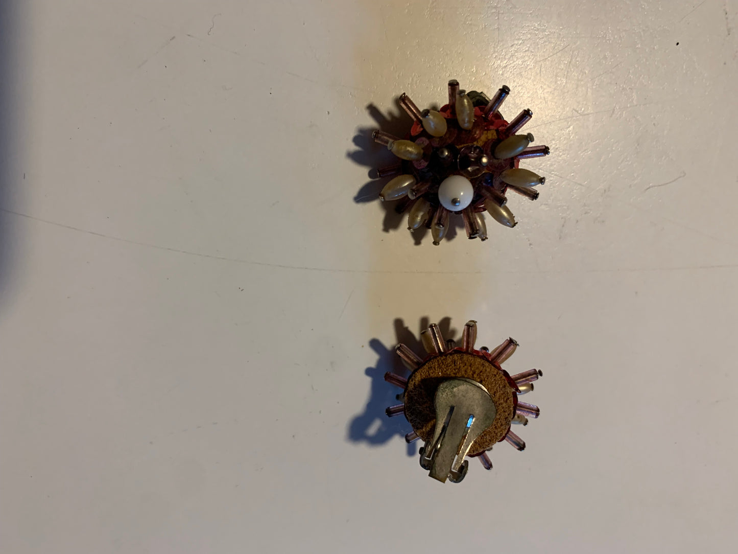 Sputnik Bead and Sequin Clip Earrings circa 1940s