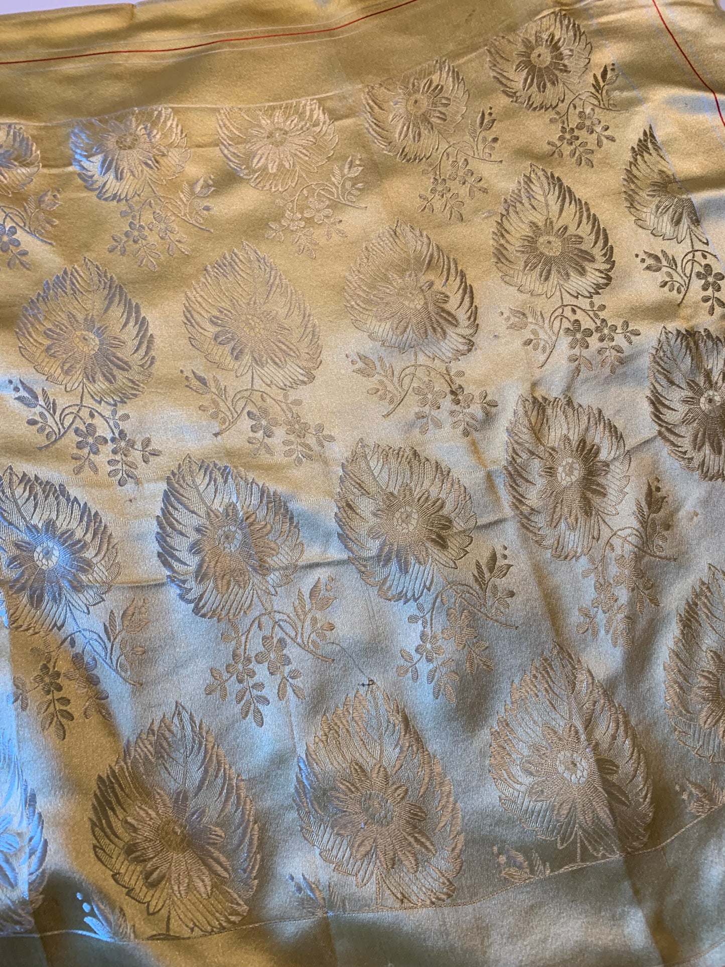 Golden Chinese Square Silk Scarf circa 1960s
