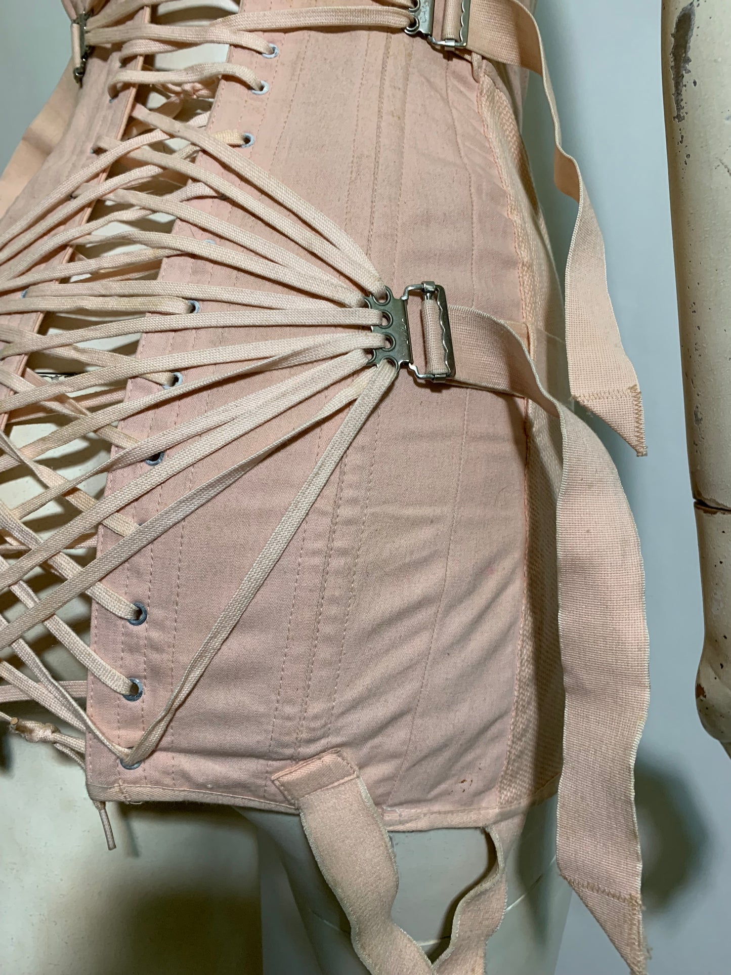 Legendary Peach Fan-Laced Back Steel Boned Corset by CAMP circa 1930s