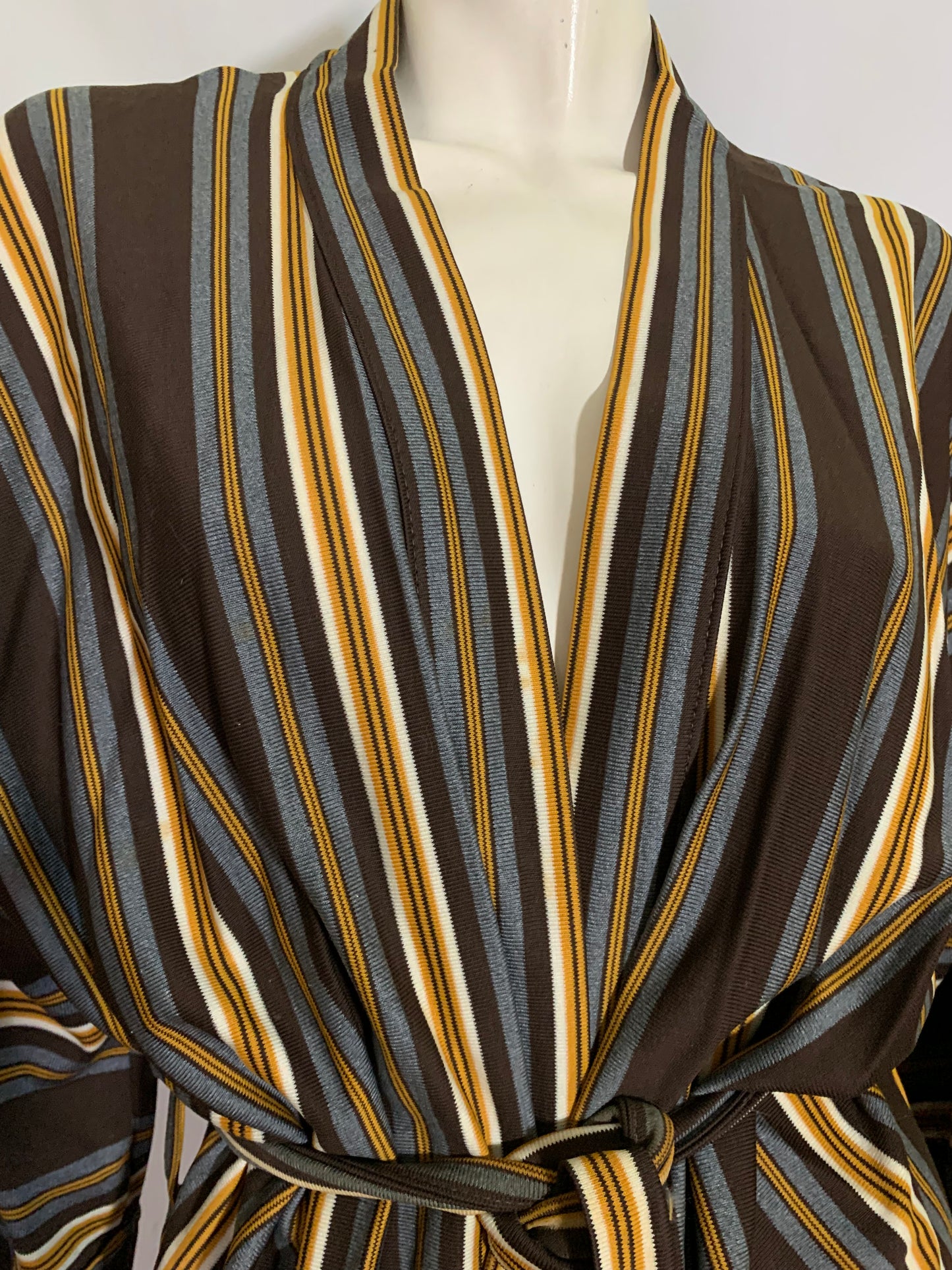 Harvest Gold and Brown Striped Men's Robe circa 1970s