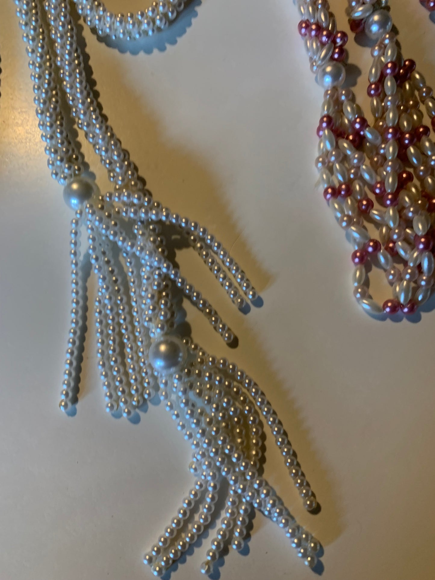 Lot 3 Beaded Lariat Necklaces circa 1960s