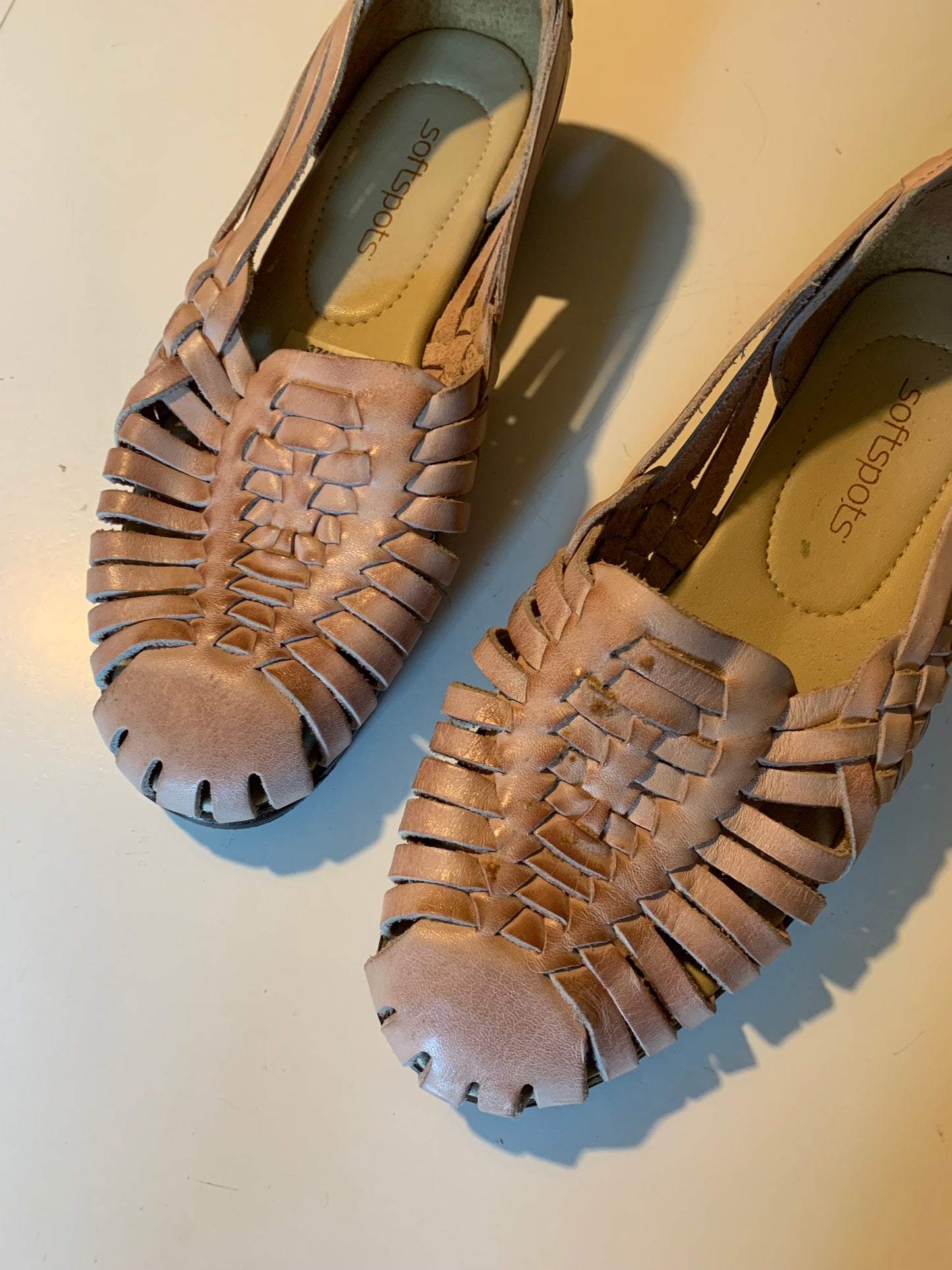 Palest Pink Leather Classic Huaraches circa 1980s sz 6