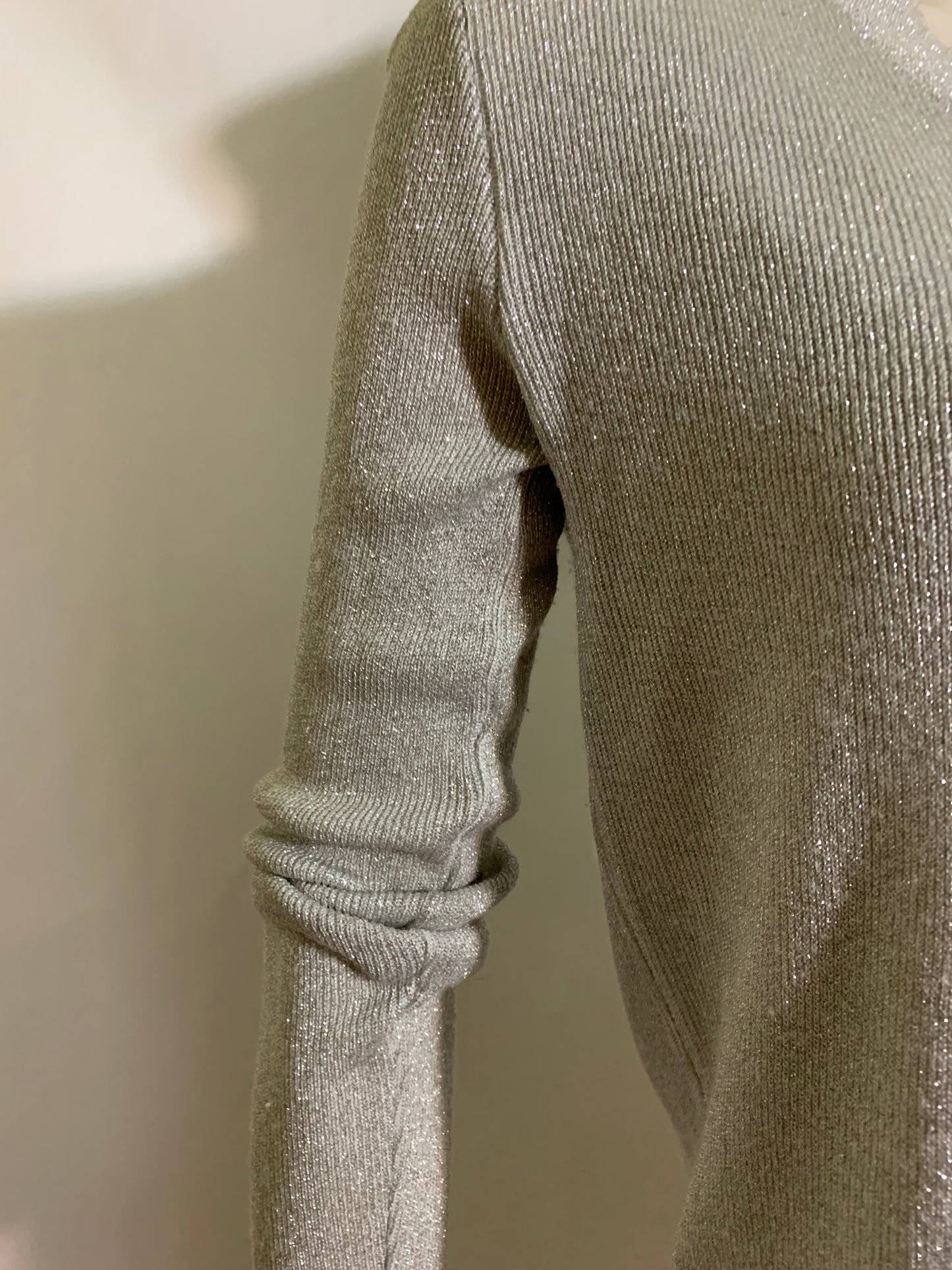 Metallic Silver Knit Cardigan and Sleeveless Shell Twinset circa 1970s