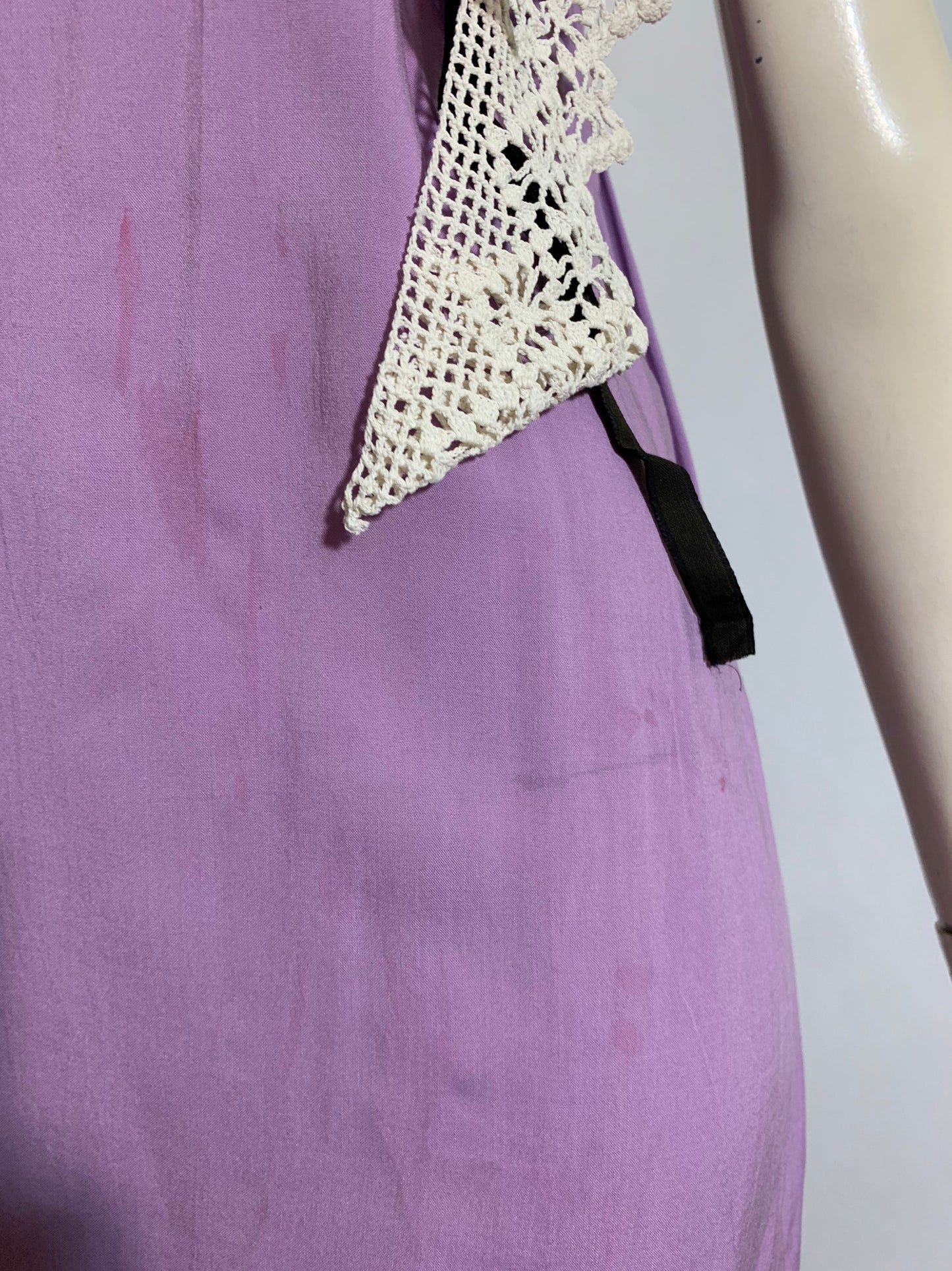 Pageant Girl Lavender Reimagined Cotton Slip Dress with Vintage Millinery, Lace and Ribbons