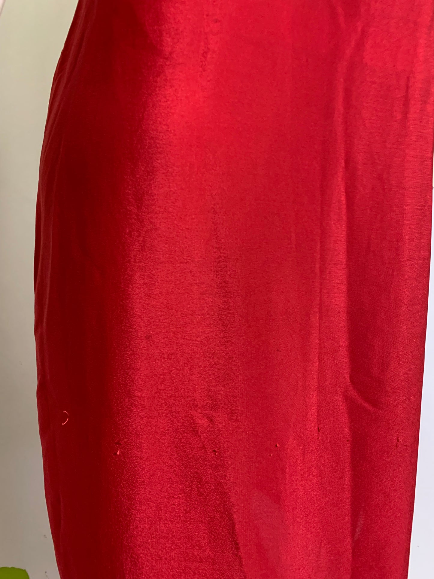 Rose Red Silk Slip Dress with Chiffon Neckline and Hem circa 1920s