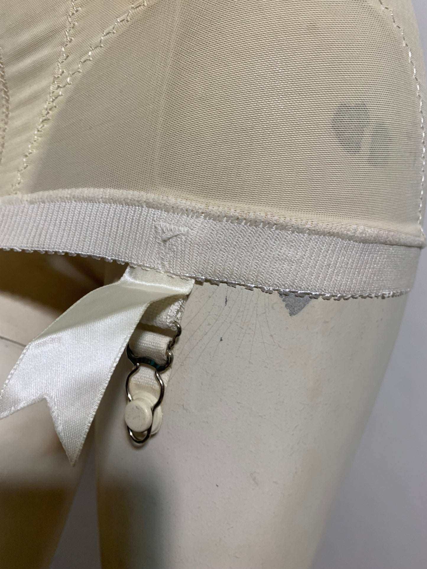 Body Shaping White Girdle with Lace and Garters circa 1960s NOS