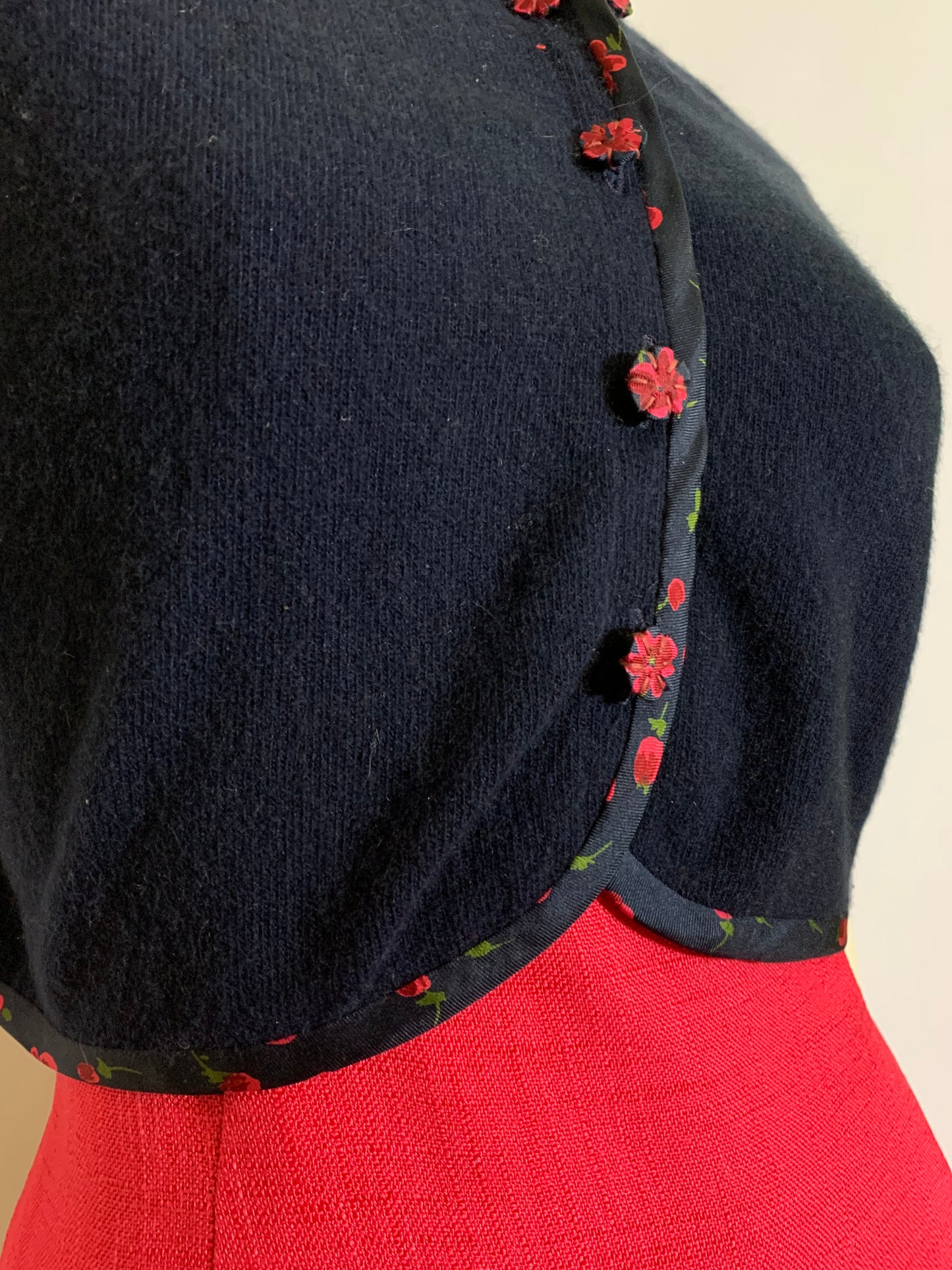 Peony Pink Linen Look 3 Pc Dress Set with Sweater circa 1960s