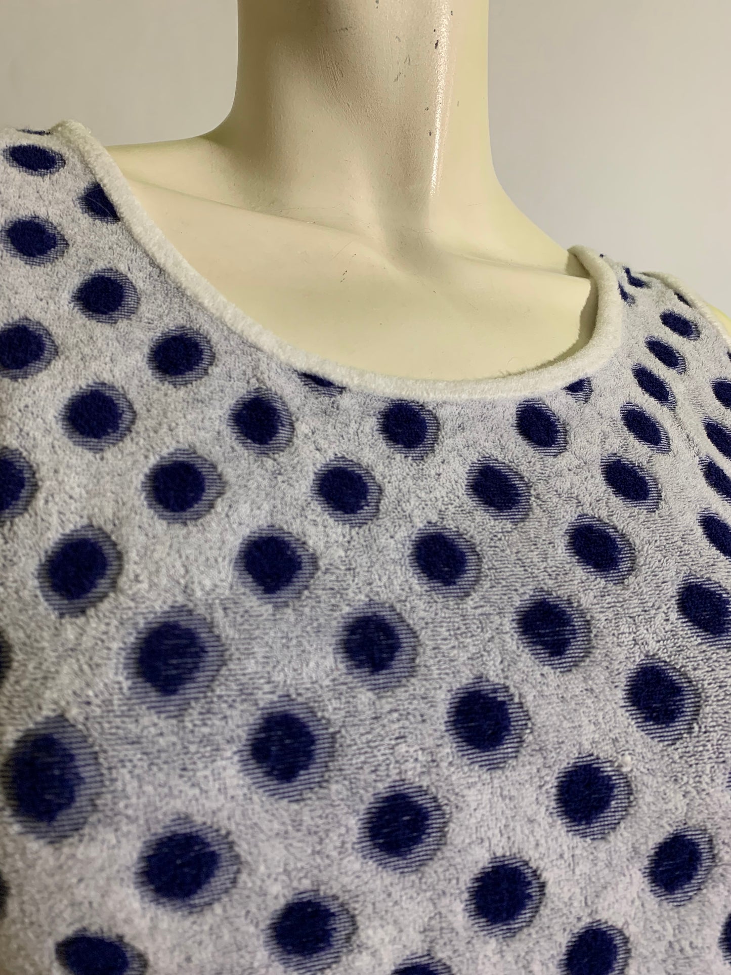 Sculpted Shadow Drop Polka Dot Terry Cloth Tank Top circa 1970s