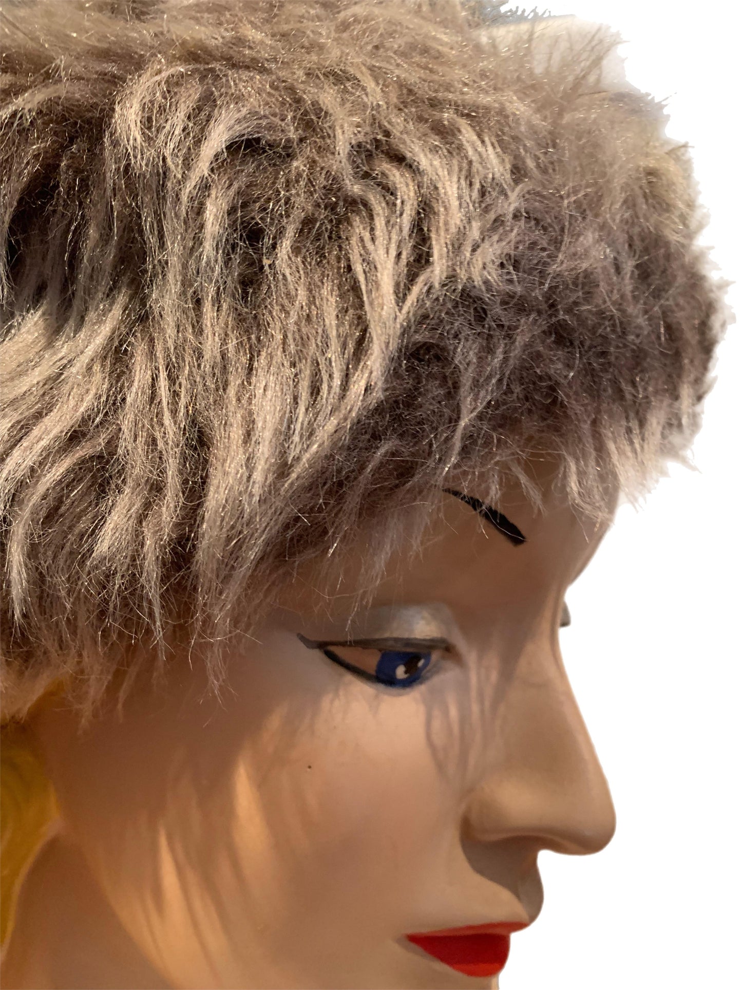 Whimsical Tall Peaked Tan Shaggy Faux Fur Hat circa 1960s