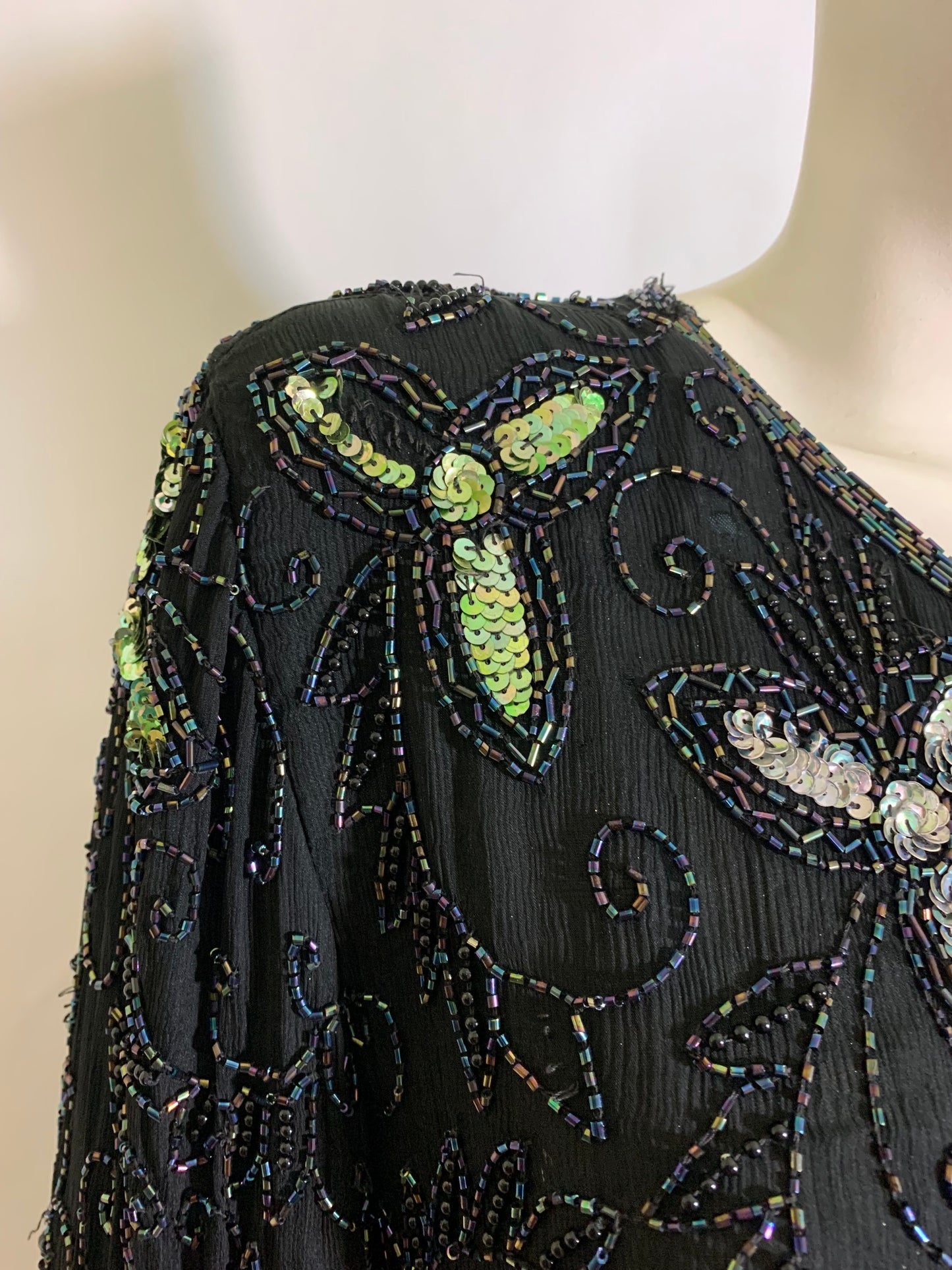 Midnight Blue Silk Beaded and Sequined Jacket Plus circa 1980s