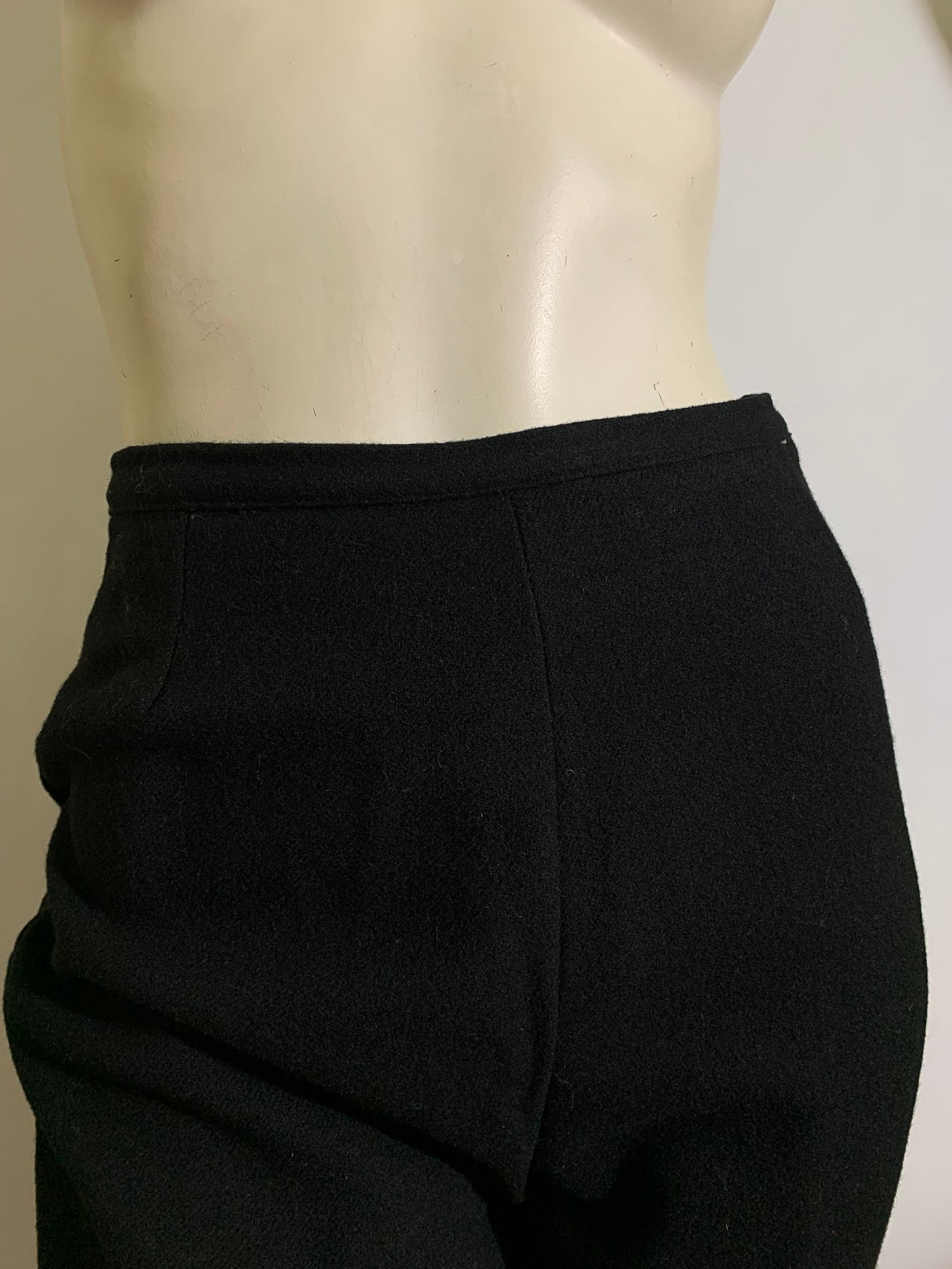 Chic Black Wool Capri Pants circa 1960s