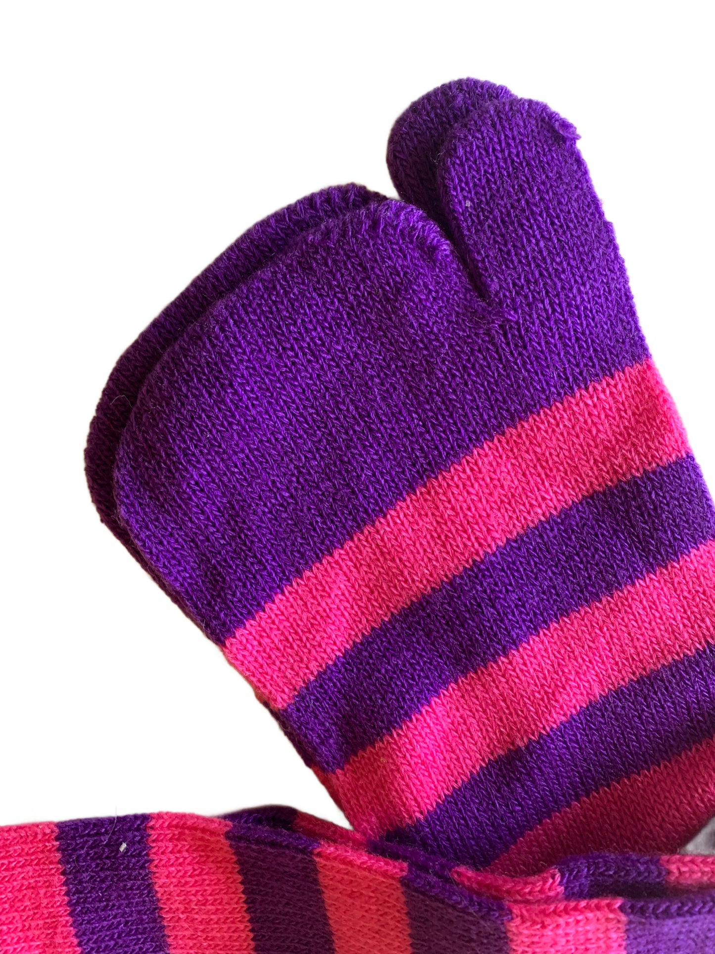 Hot Pink and Purple Striped One Toe Socks circa 1980s