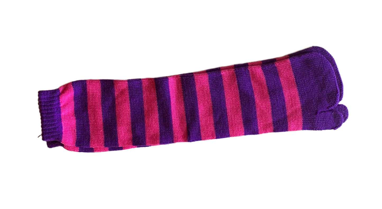 Hot Pink and Purple Striped One Toe Socks circa 1980s