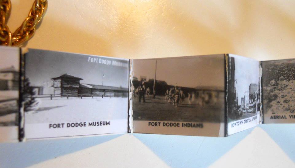 Iowa State Souvenir Necklace Fort Dodge Photo Book Locket circa 1960s