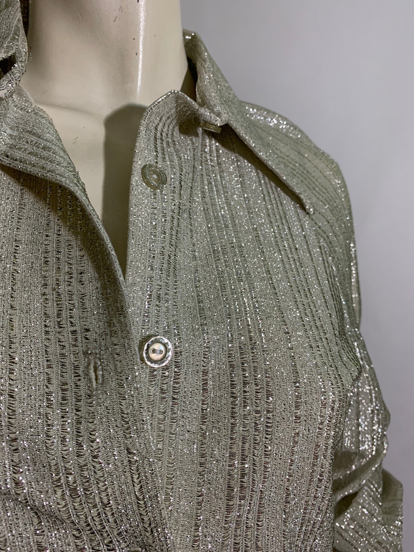 Sparkling Silver Metallic Long Sleeved Blouse circa 1970s