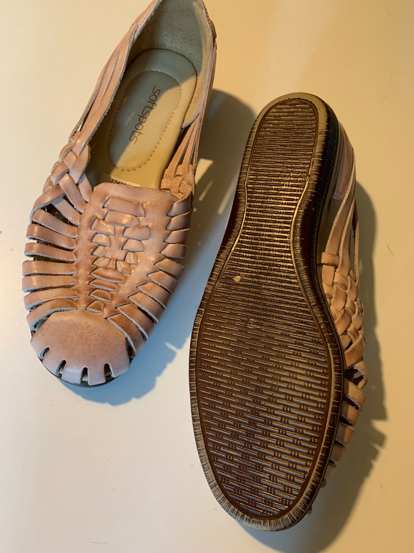 Palest Pink Leather Classic Huaraches circa 1980s sz 6