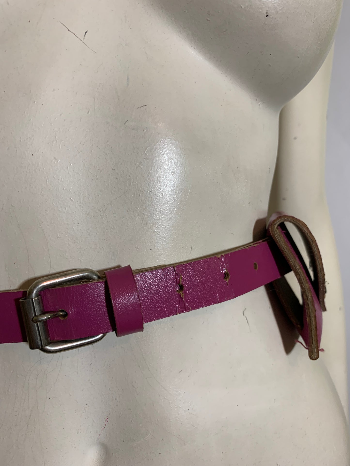 Skinny Magenta Belt with Little Bag circa 1980s