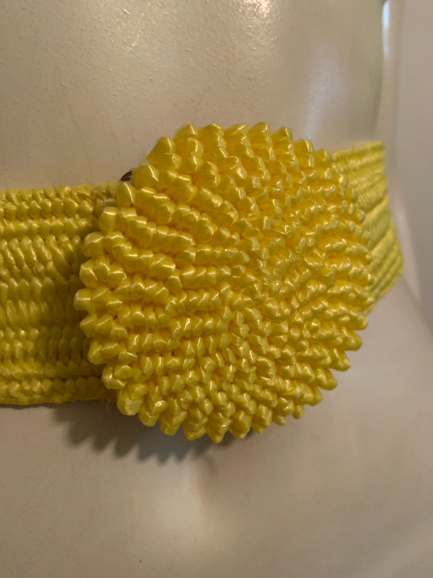 Lemon Yellow Elastic Sisal Belt circa 1980s