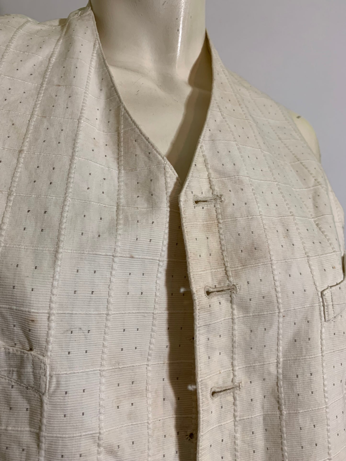 White Cotton Waist Coat Vest circa 1900s