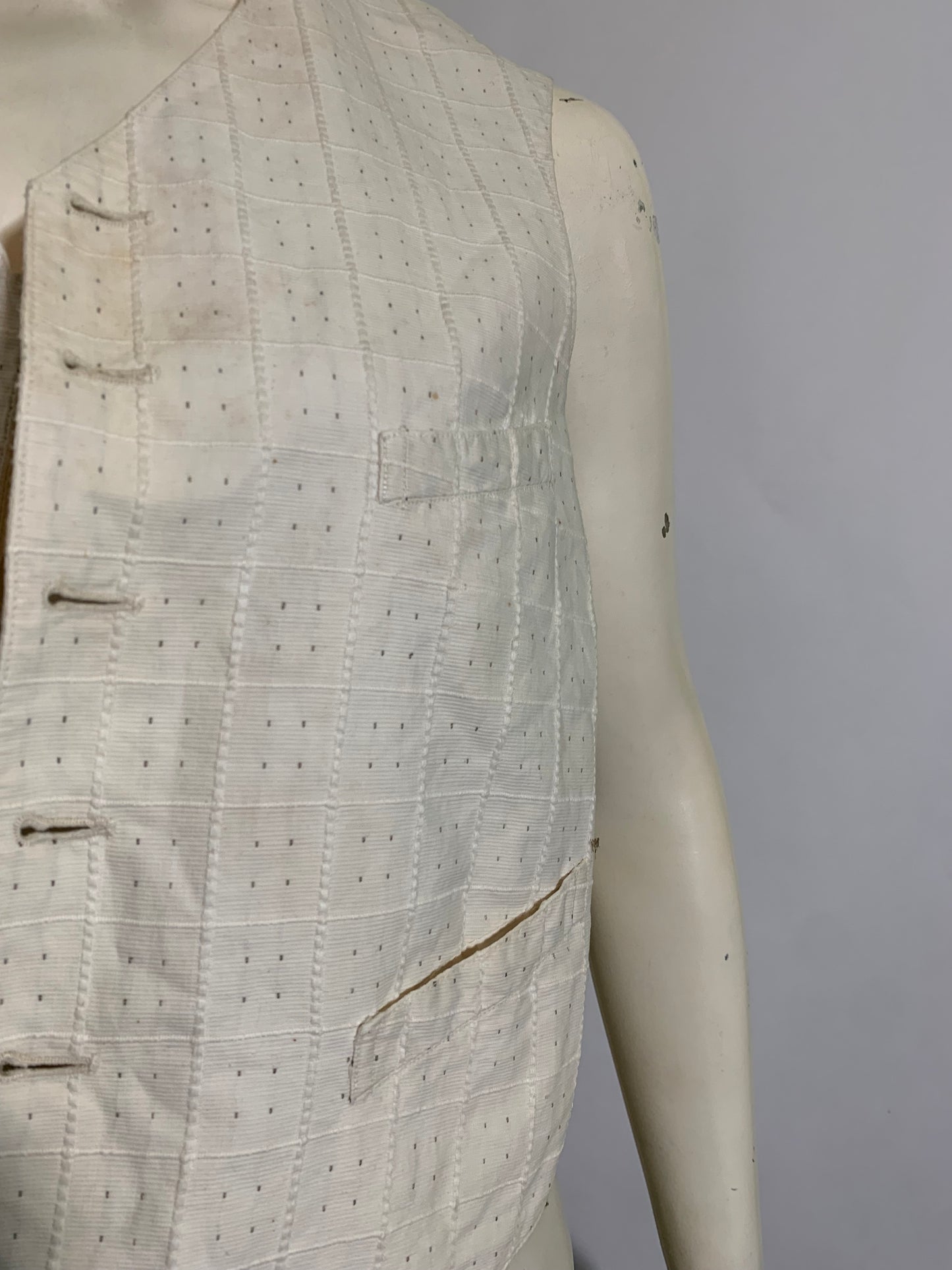 White Cotton Waist Coat Vest circa 1900s