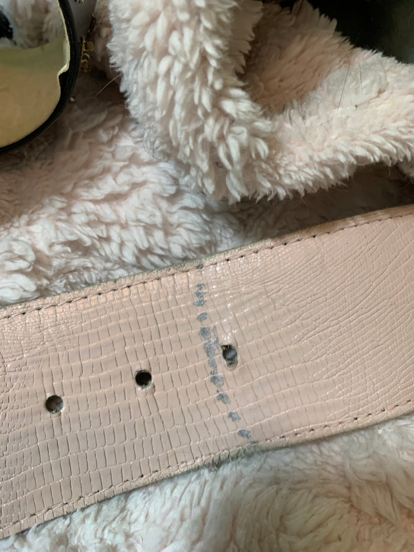 Wide Pink Lizard Textured Leather Belt circa 1980s