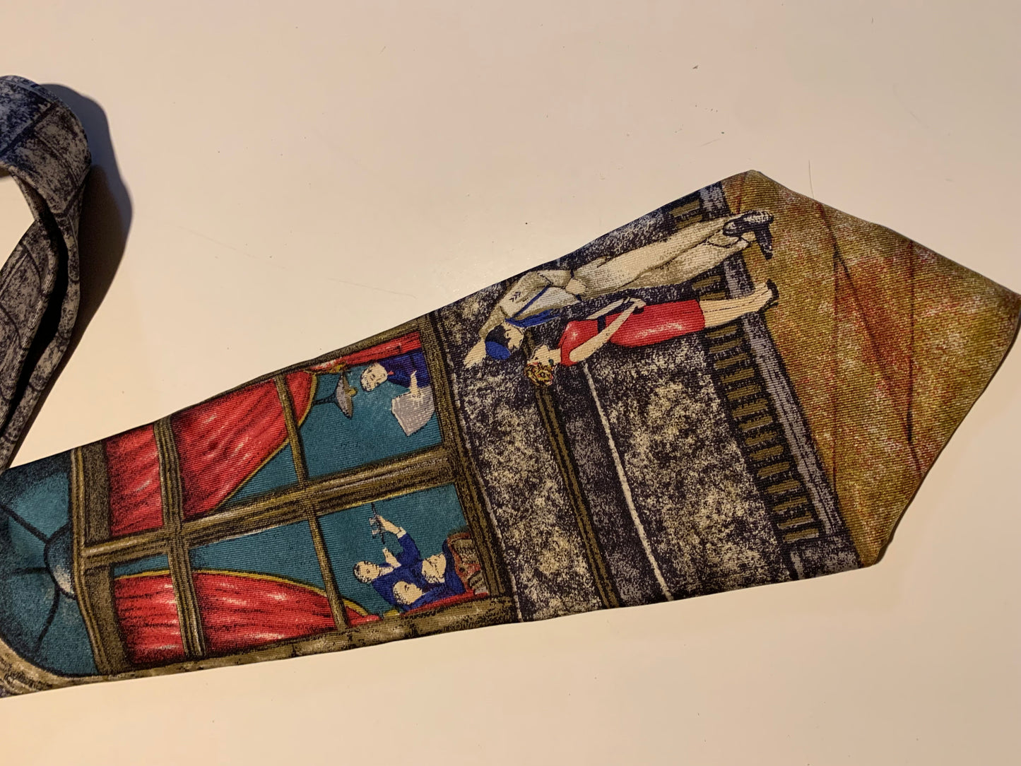 Halston City Romance Street Scene Tie circa 1990s