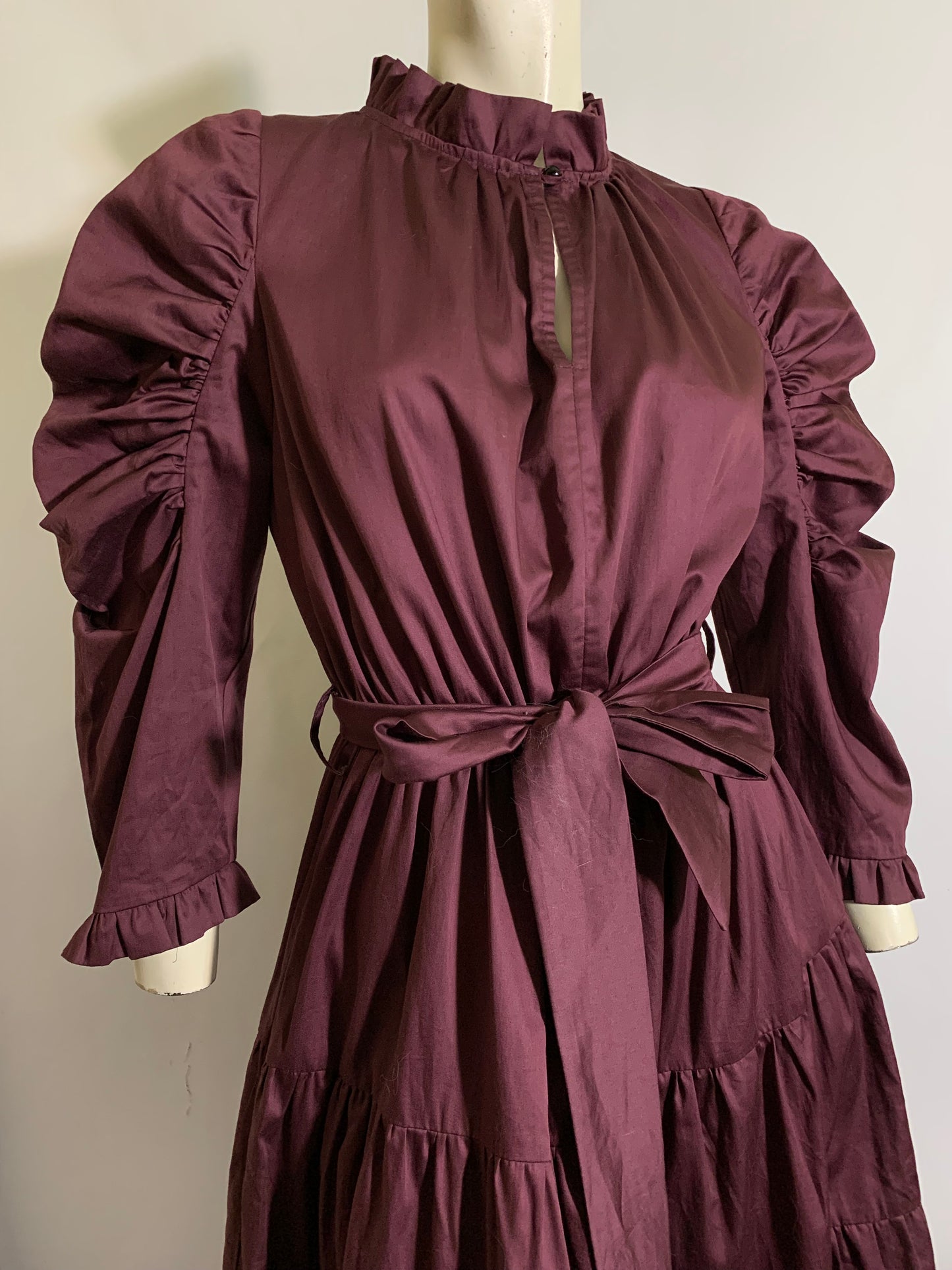 80s Inspired Plum Poplin Victorian Style Dress by LaliPop Modern