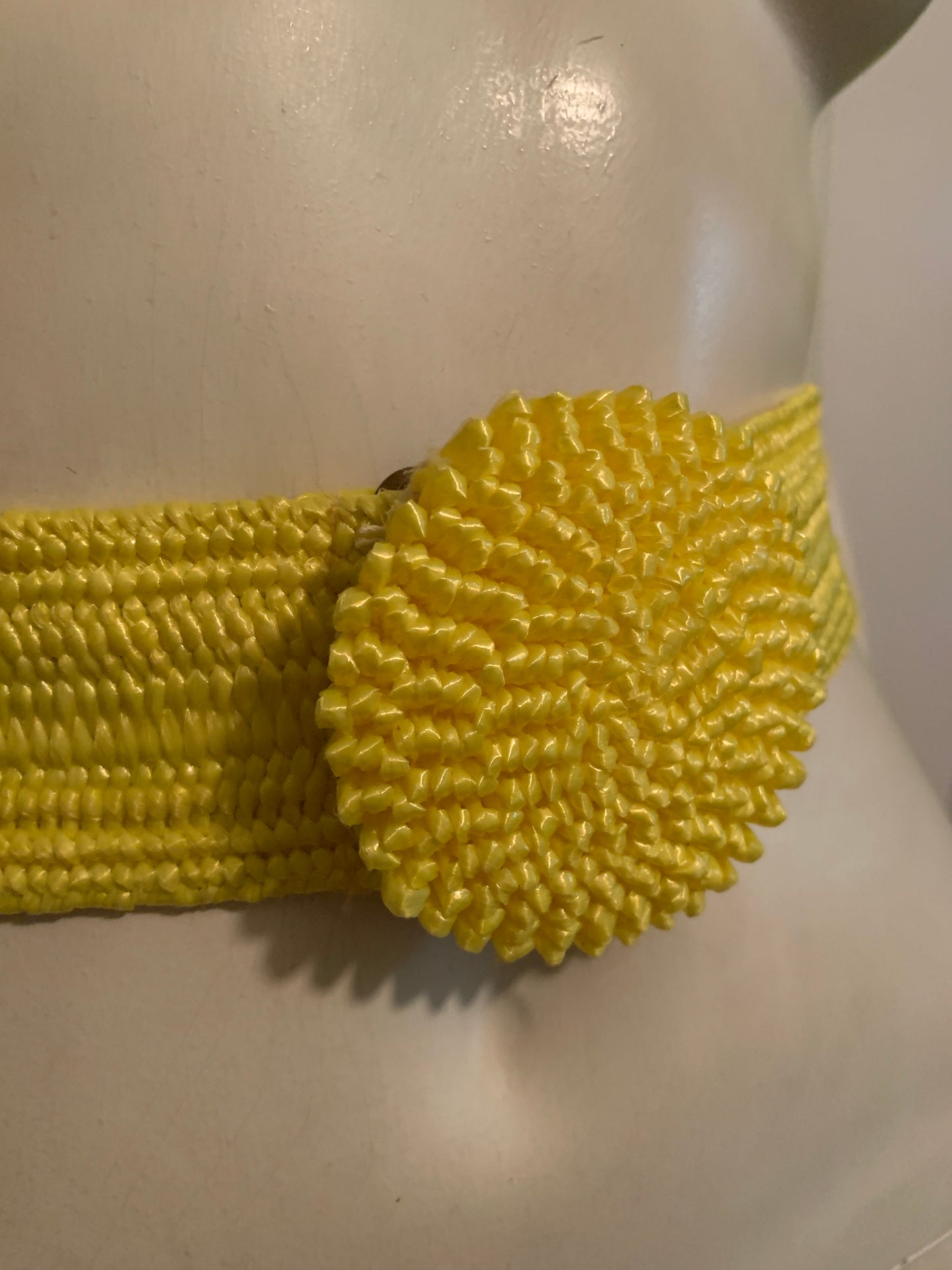 Lemon Yellow Elastic Sisal Belt circa 1980s