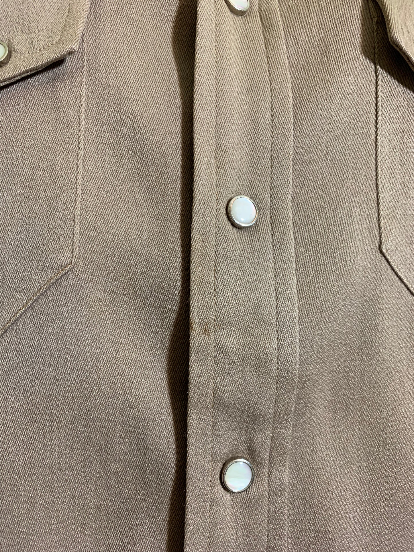 Putty Gabardine Western Shirt with Pearl Snaps circa 1940s