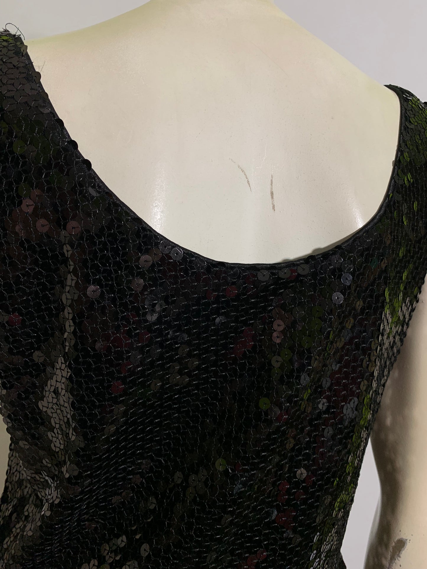 Black Sequined Peplum Blouse circa 1990s/2000s Lord & Taylor