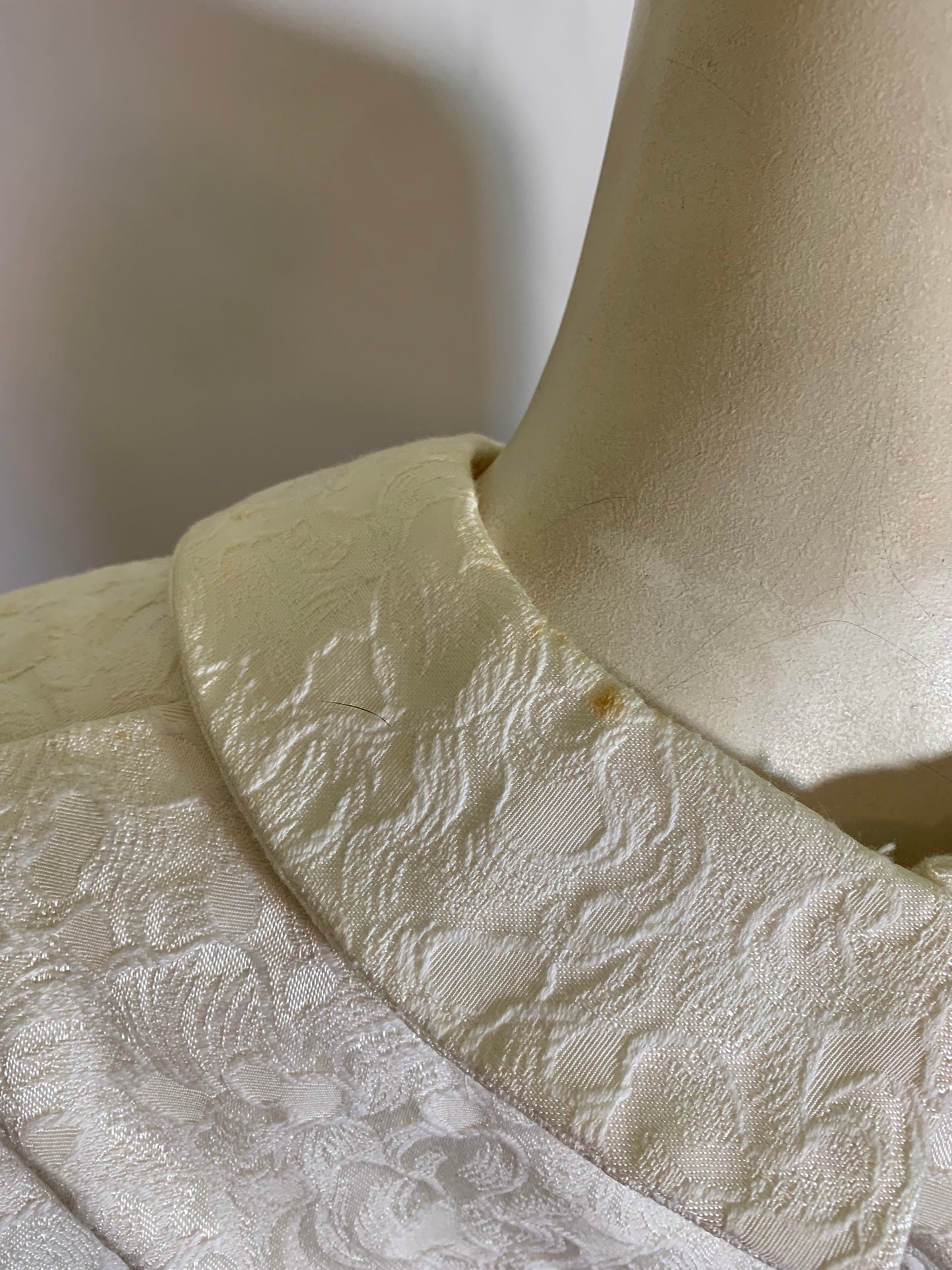 Two Piece White Damask Style Dress Set circa 1960s