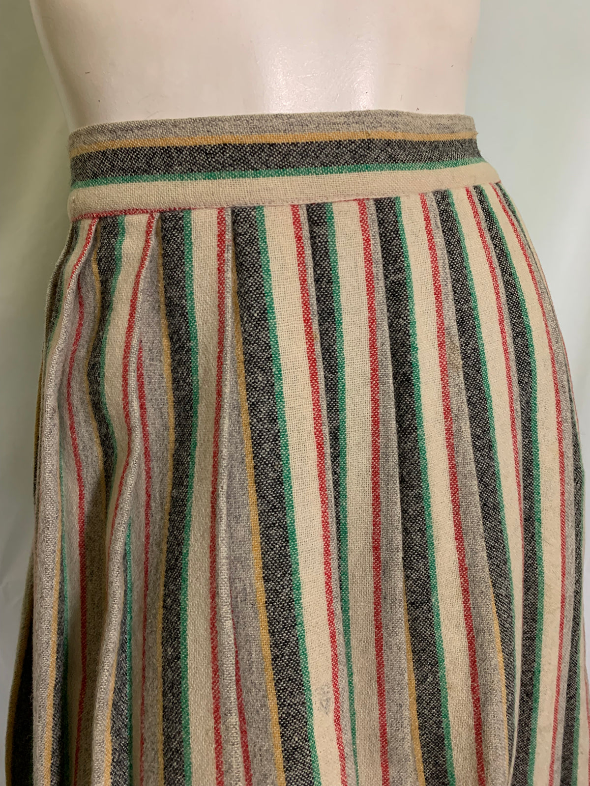 Preppy Striped Wool Bobby Soxer Skirt circa 1940s