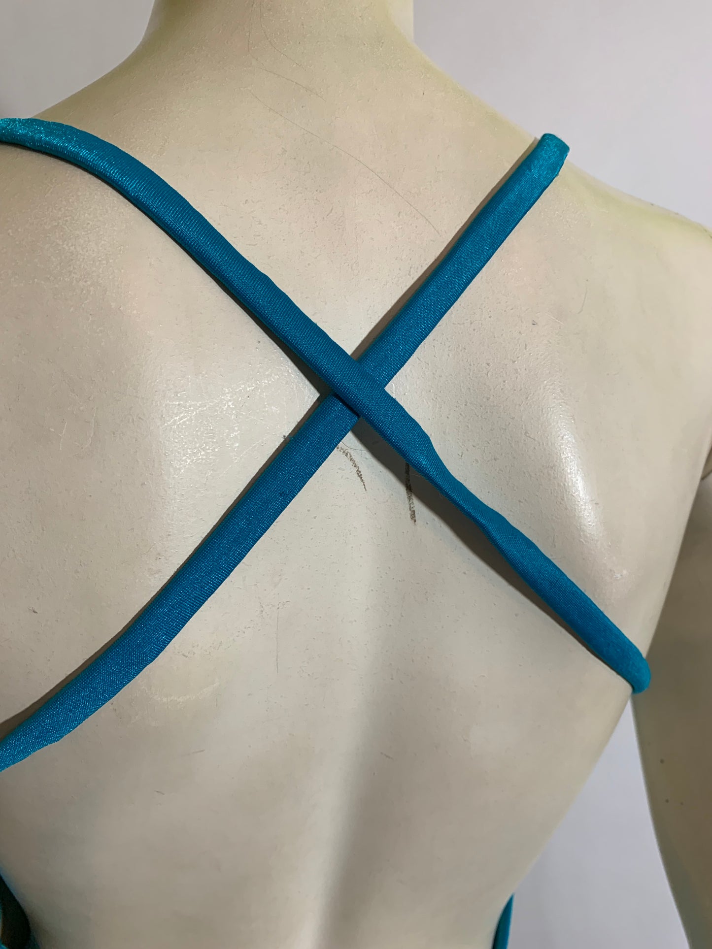 Bright Blue X-Back Swimsuit with Shirred Detail circa 1970s