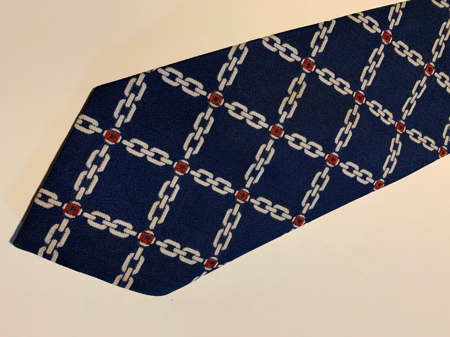 Red White and Blue Chain Design Men's Tie circa 1970s