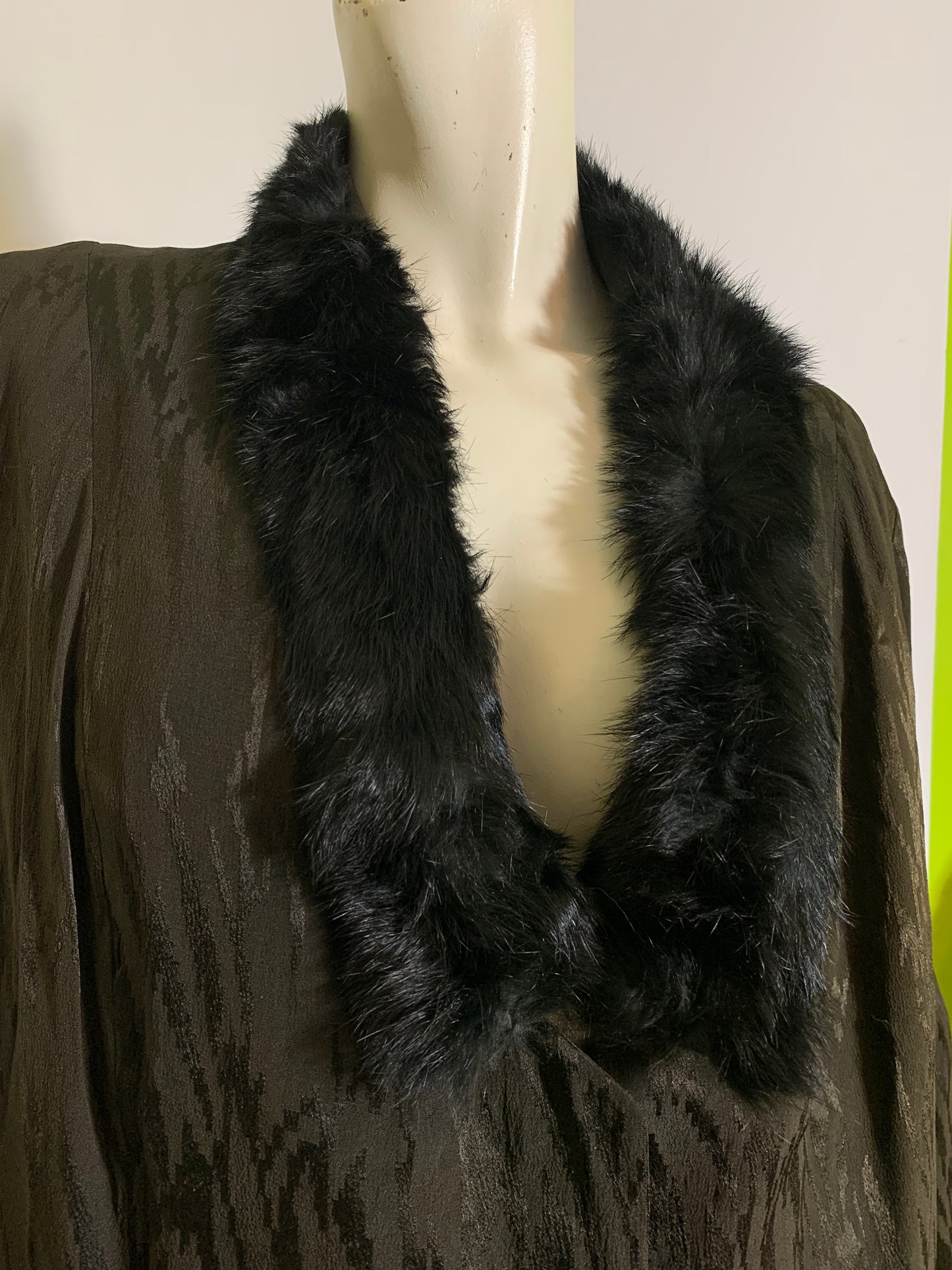 Fur Trimmed Flame Textured Silk Jacket and Skirt in Rich Deep Brown circa 1910s