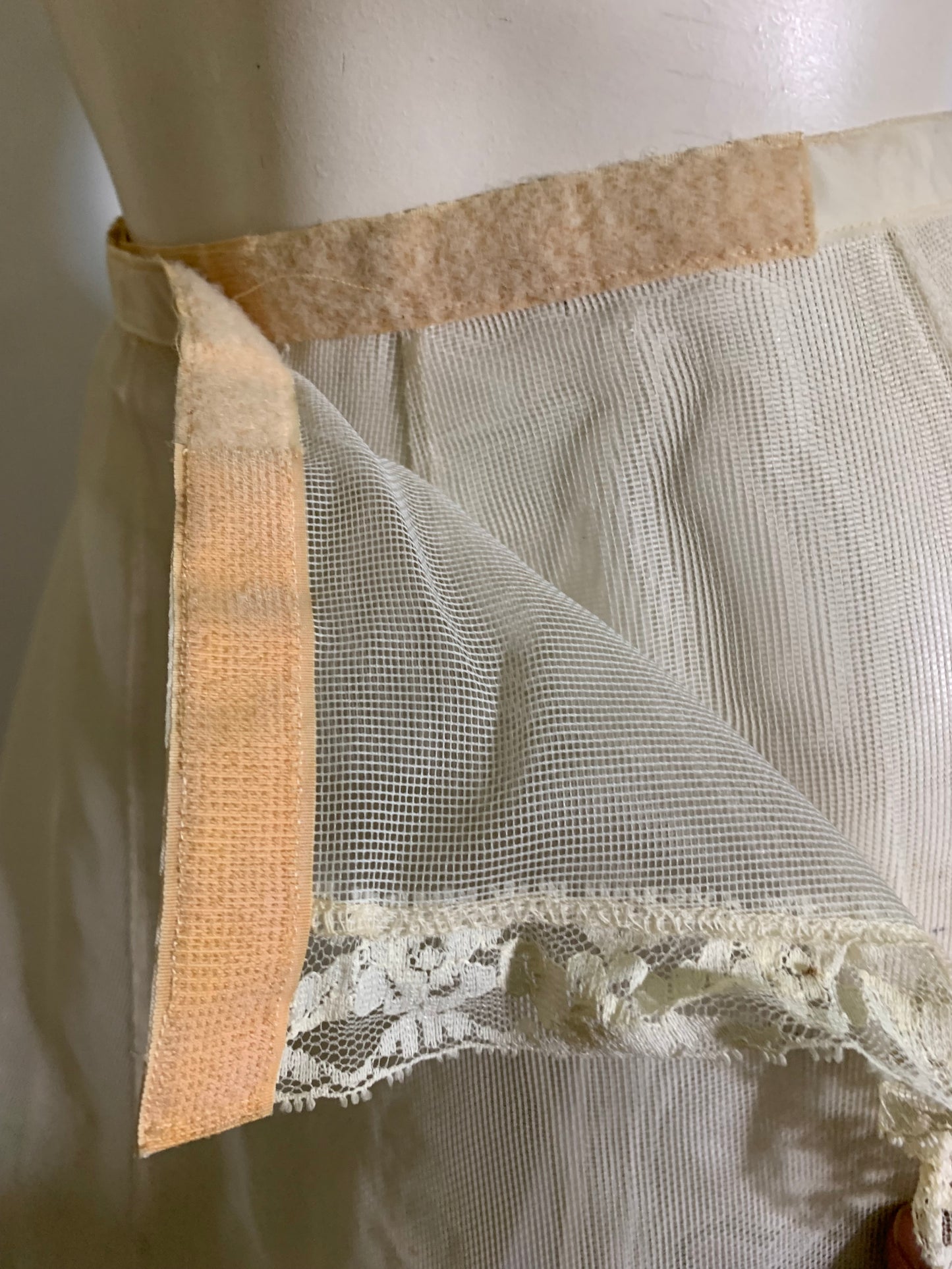 Mesh and Lace Wrap Around Half Slip Adjustable Velcro Closure circa 1960s