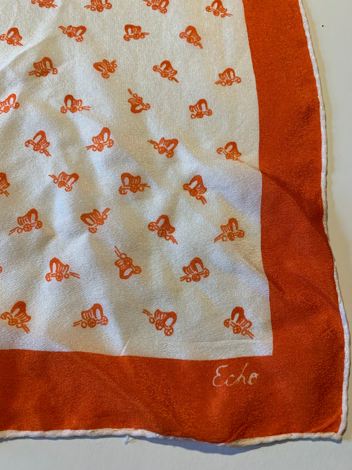 Covered Wagon Novelty Print Handkerchief circa 1960s