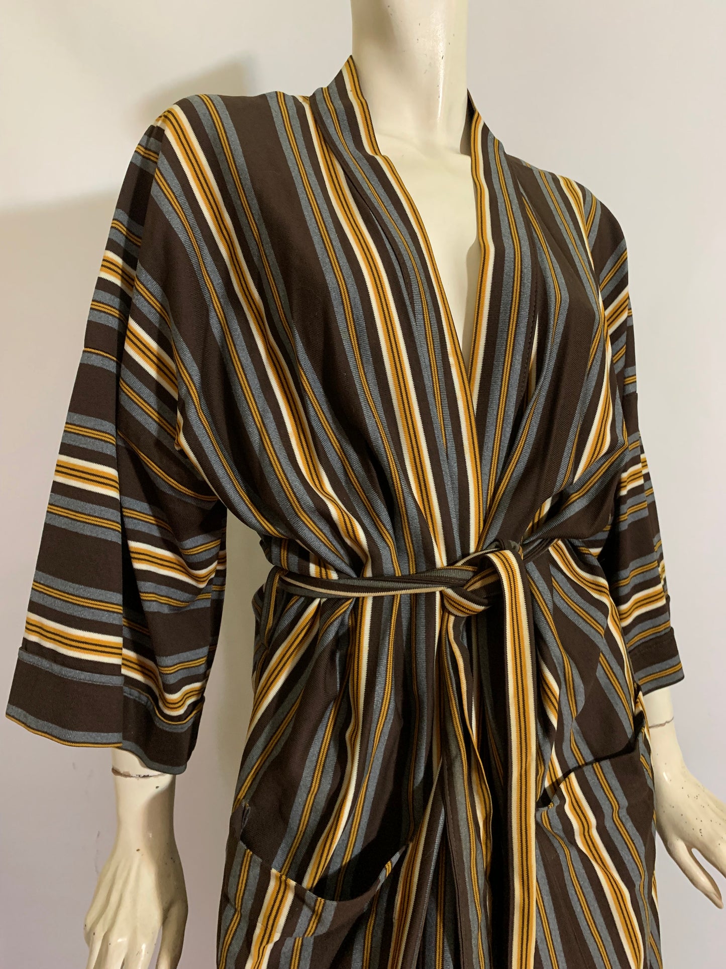 Harvest Gold and Brown Striped Men's Robe circa 1970s