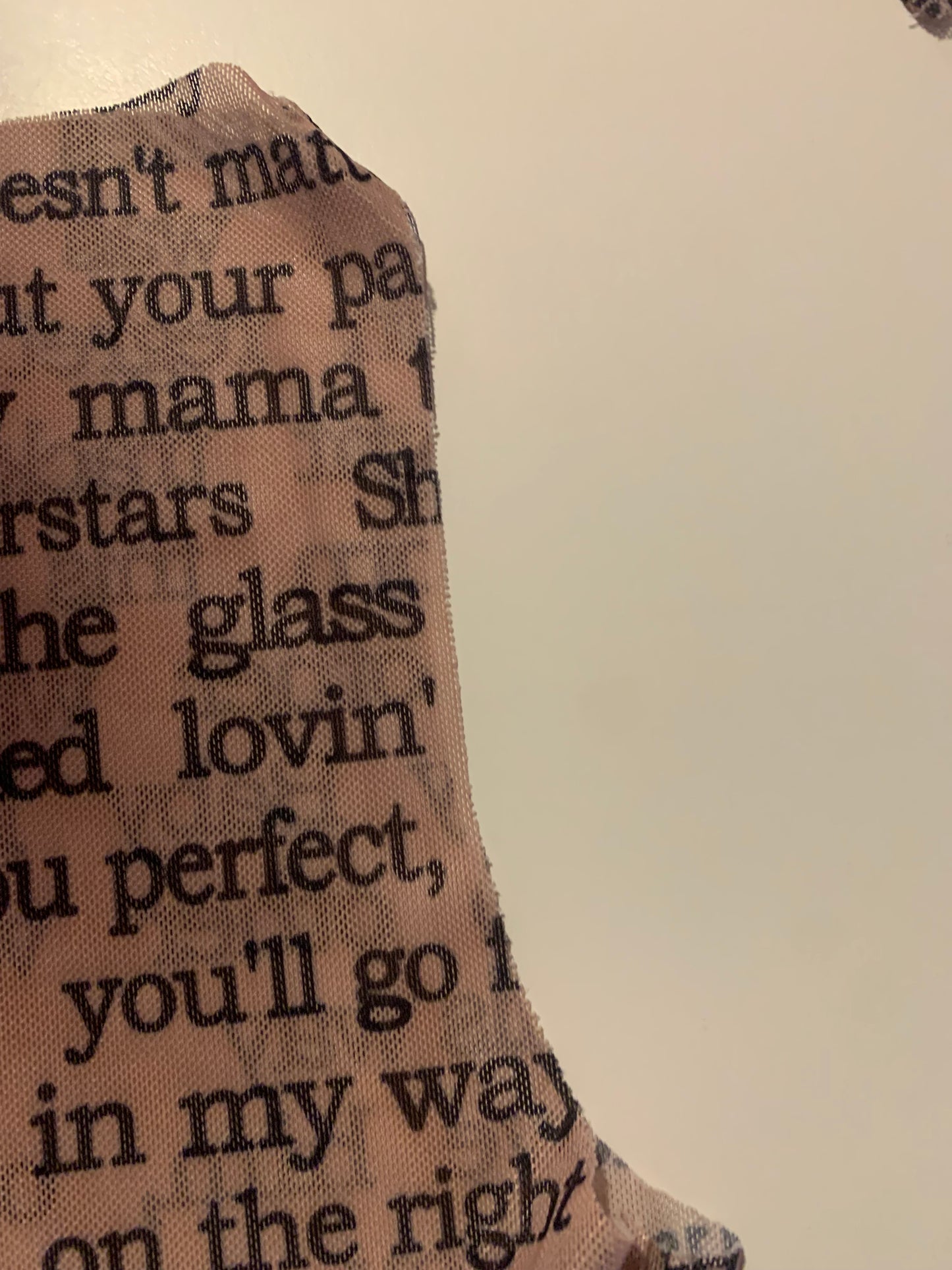 Stephi- Gaga Lyrics Mesh Sleeveless Shirt and Gloves 3 Color Ways