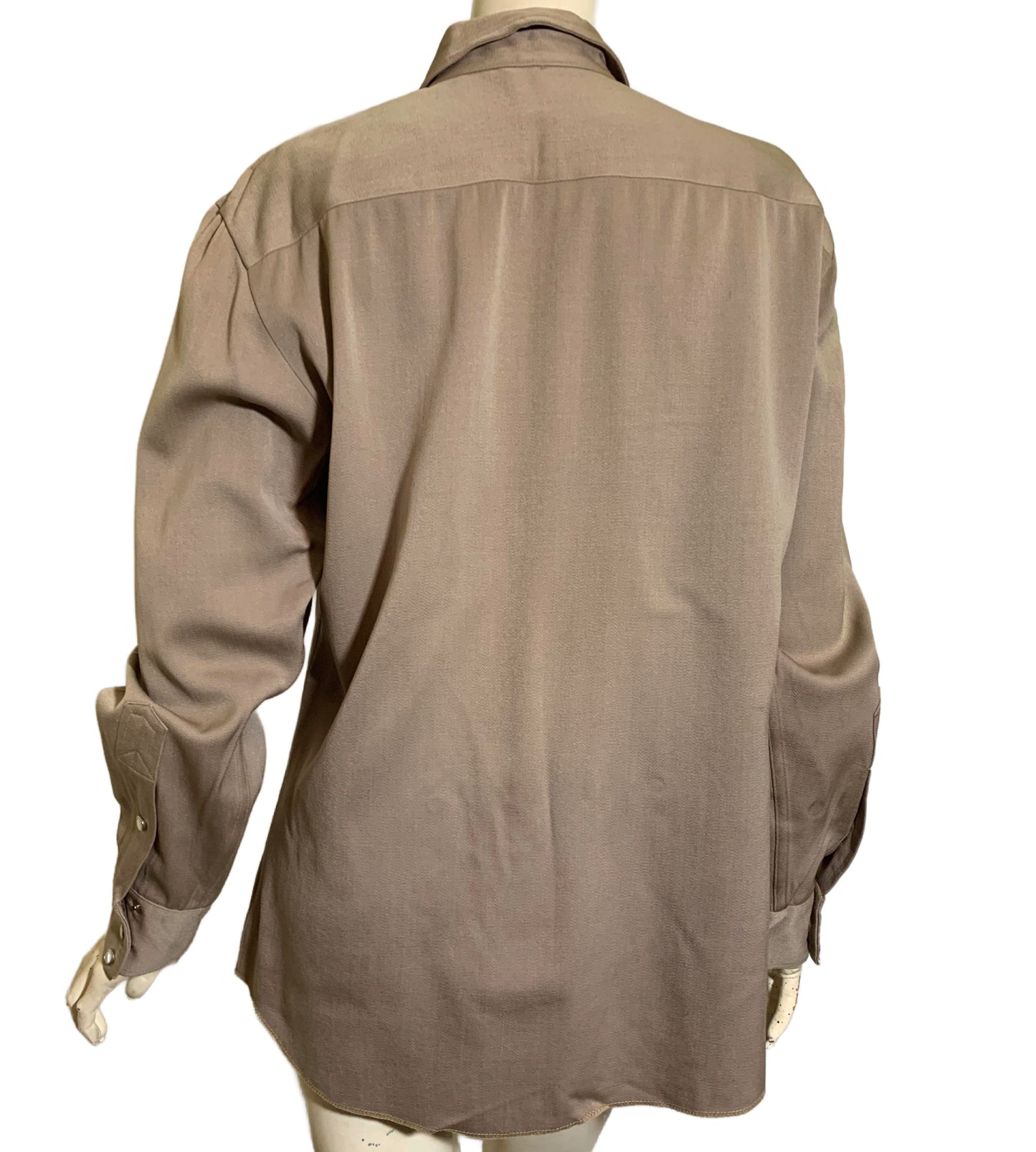 Putty Gabardine Western Shirt with Pearl Snaps circa 1940s