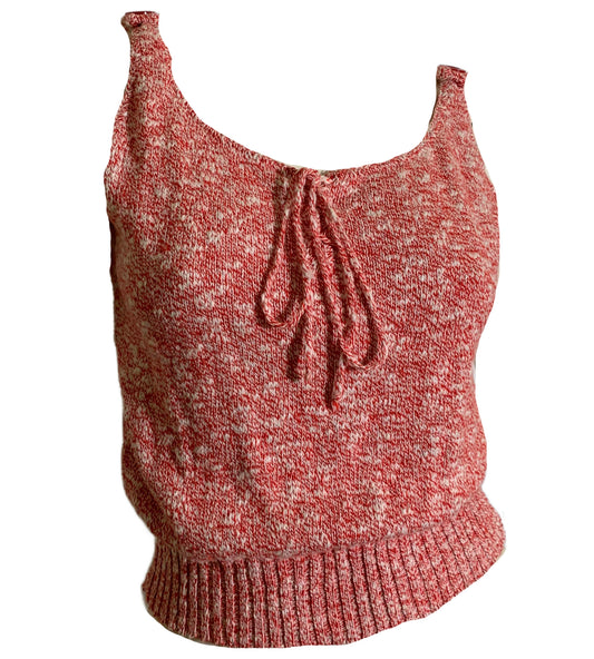 Heathered Red Sweater Knit Tank Top circa 1980s