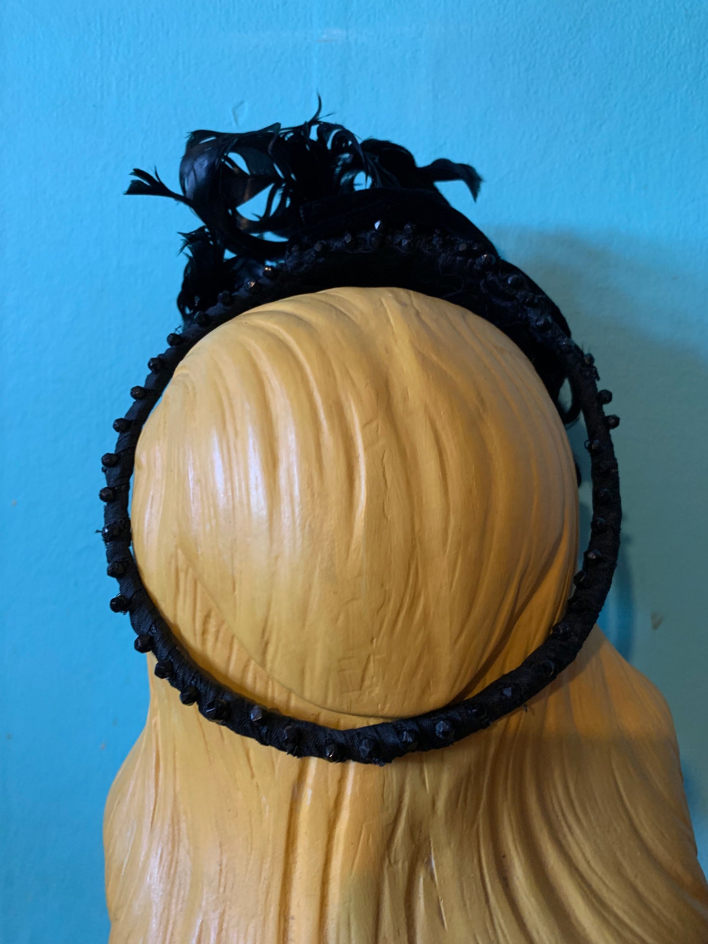 Curled Coq Feather Topped Ring Back Tilt Hat circa 1890s