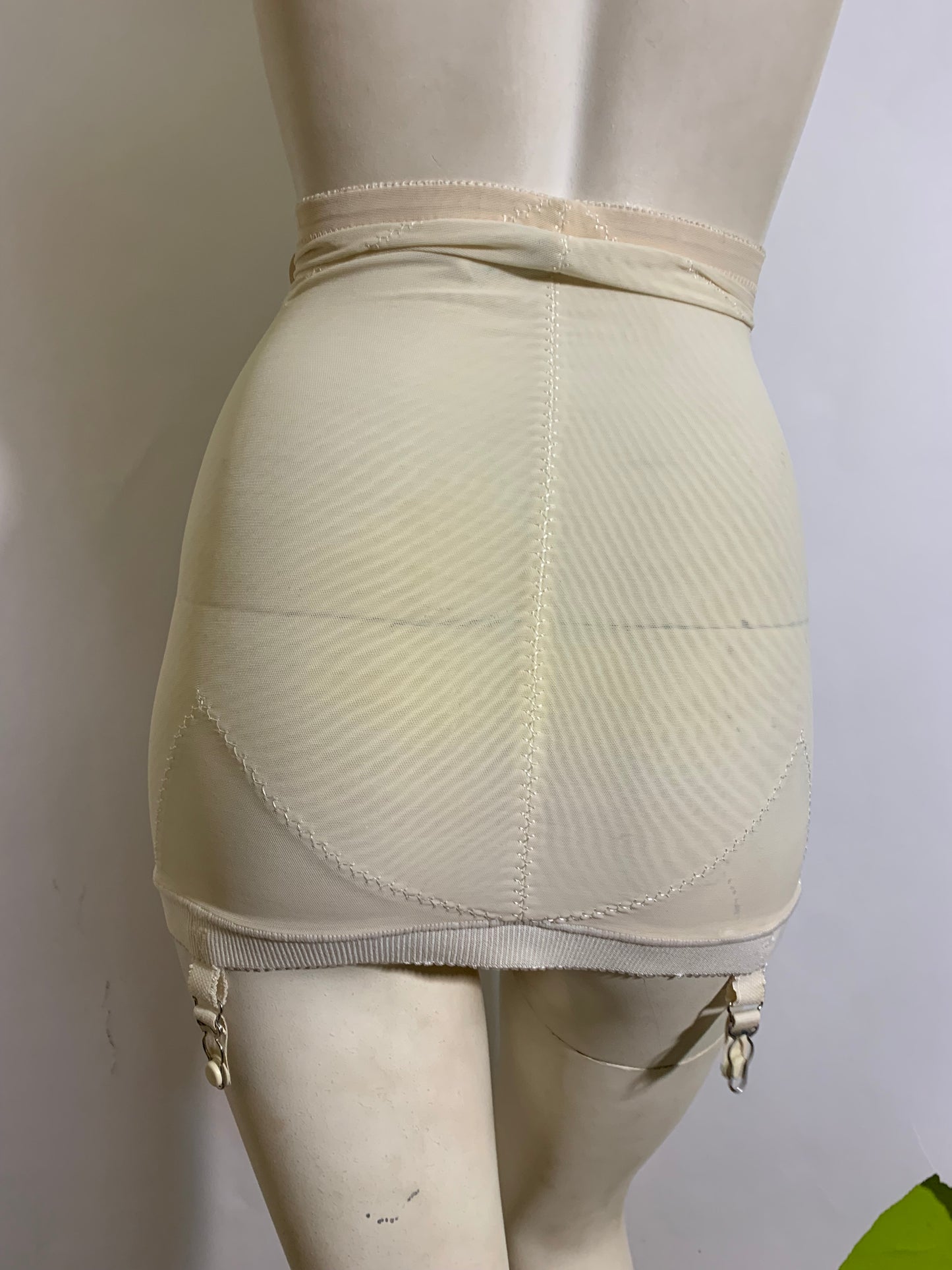 Body Shaping White Girdle with Lace and Garters circa 1960s NOS