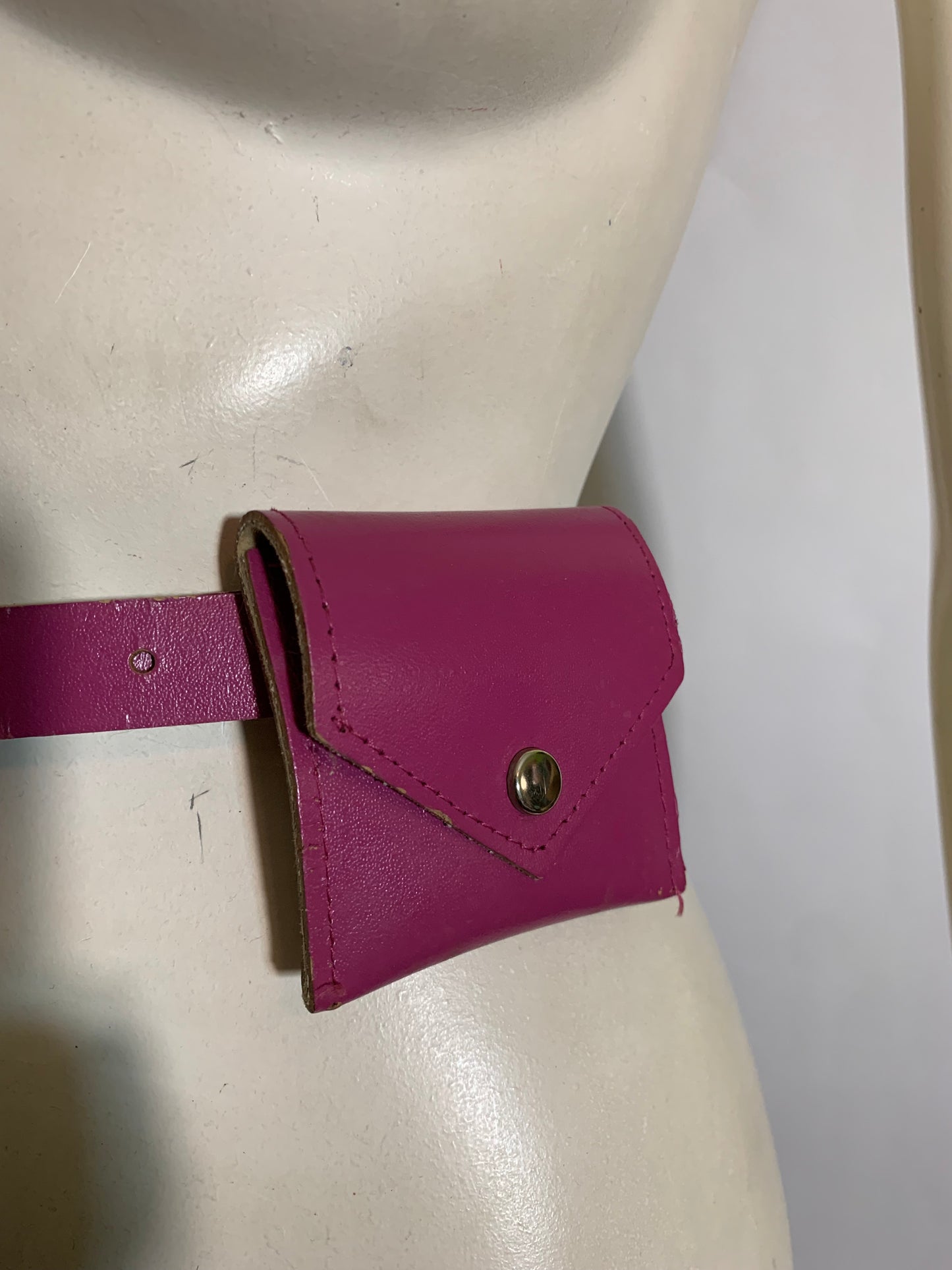 Skinny Magenta Belt with Little Bag circa 1980s