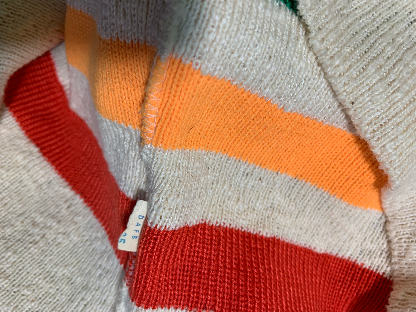Sporty Striped Bateau Knit Sweater with Red Lacing On Shoulders circa 1970s